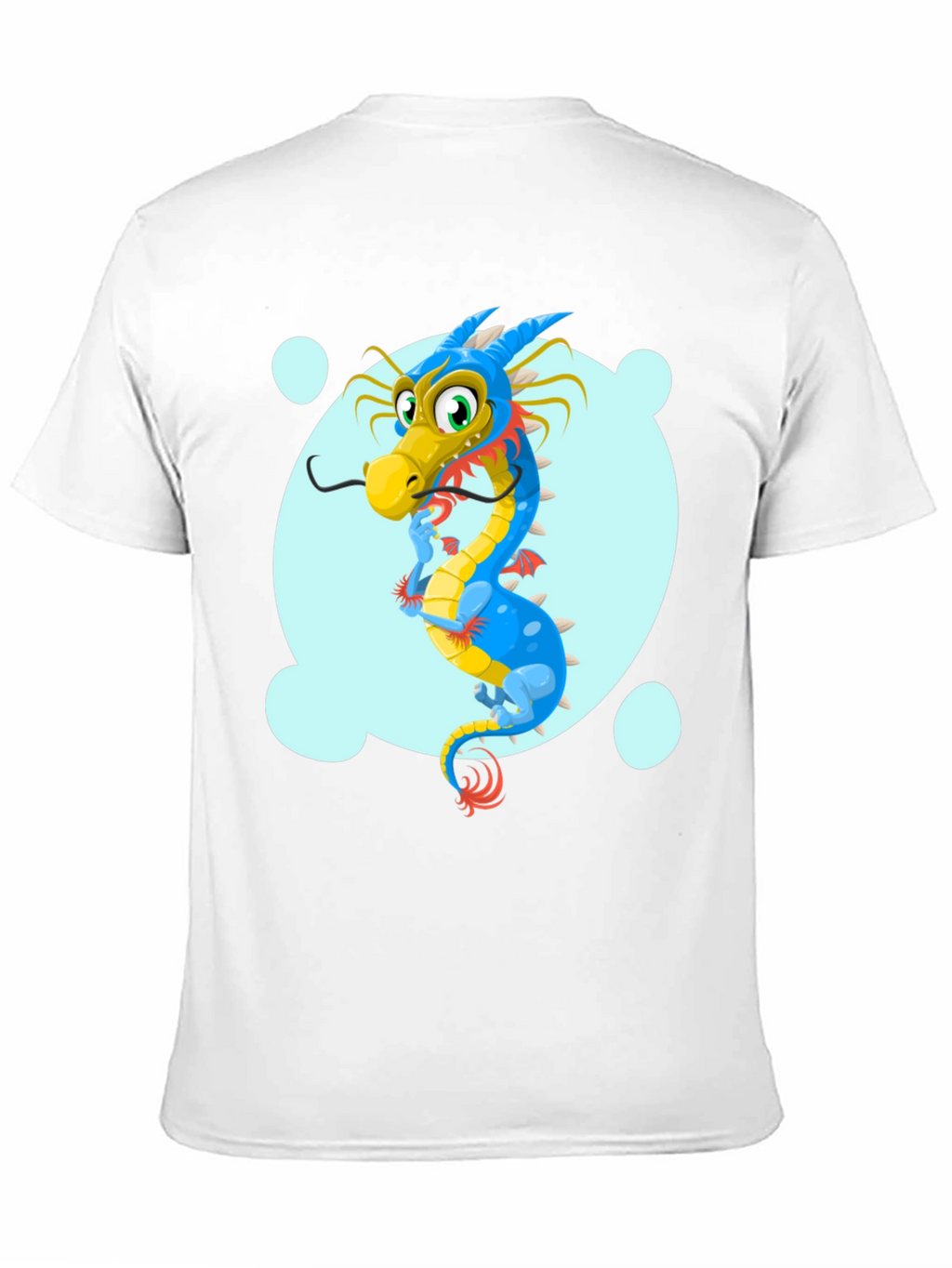 Cartoon Dragon Graphic Tee - Black Cotton T-Shirt