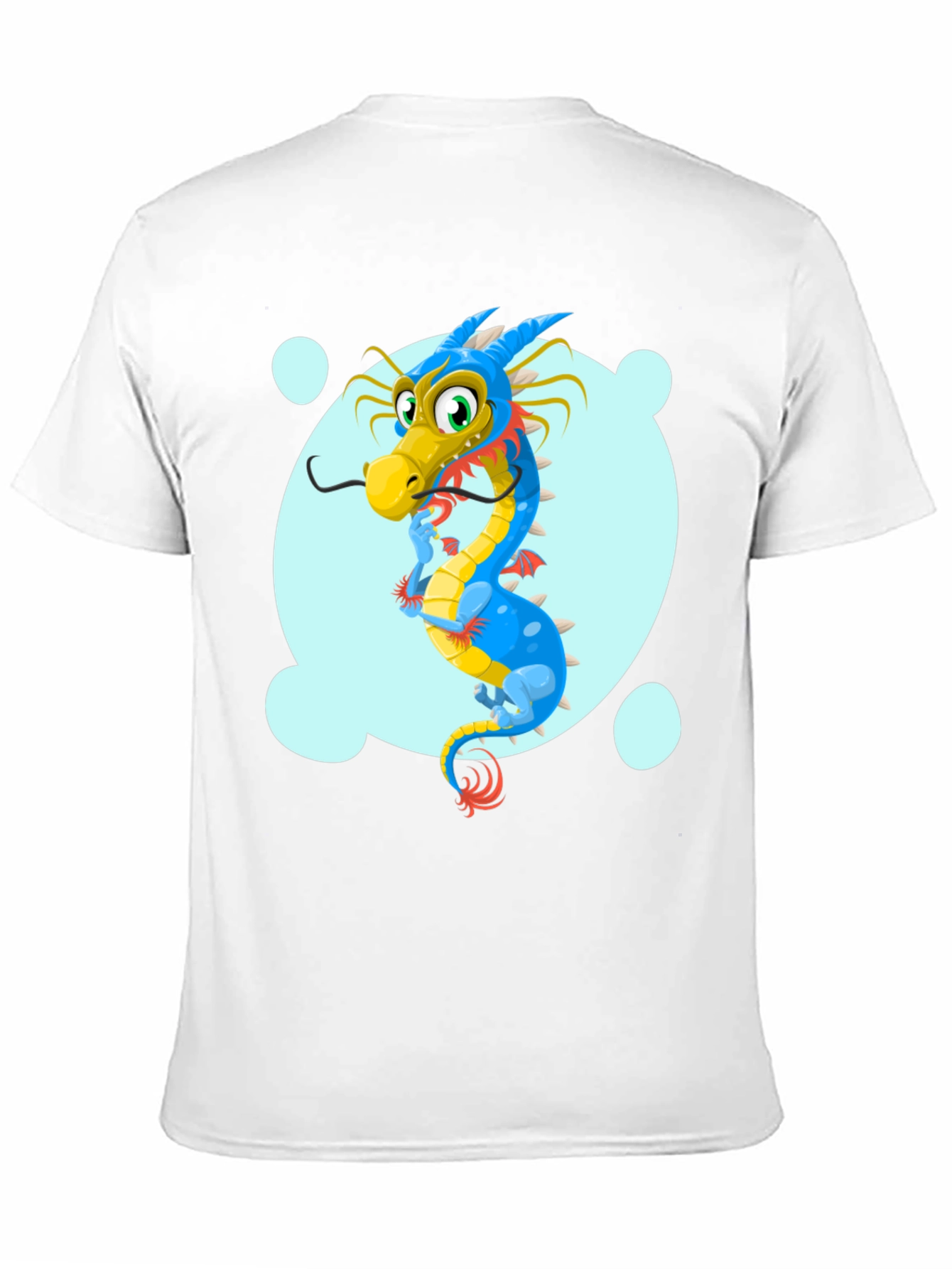 Cartoon Dragon Graphic Tee - Black Cotton T-Shirt