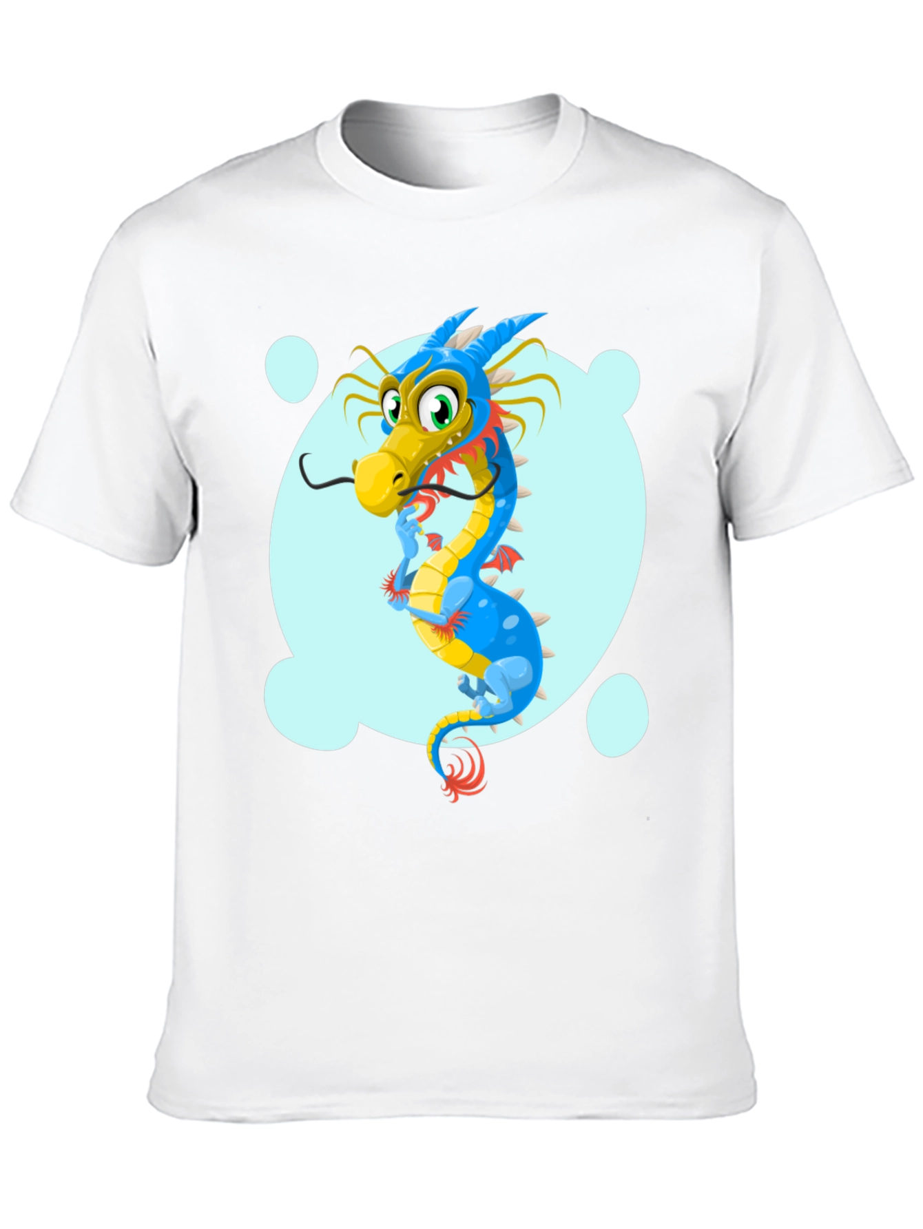 Cartoon Dragon Graphic Tee - Black Cotton T-Shirt