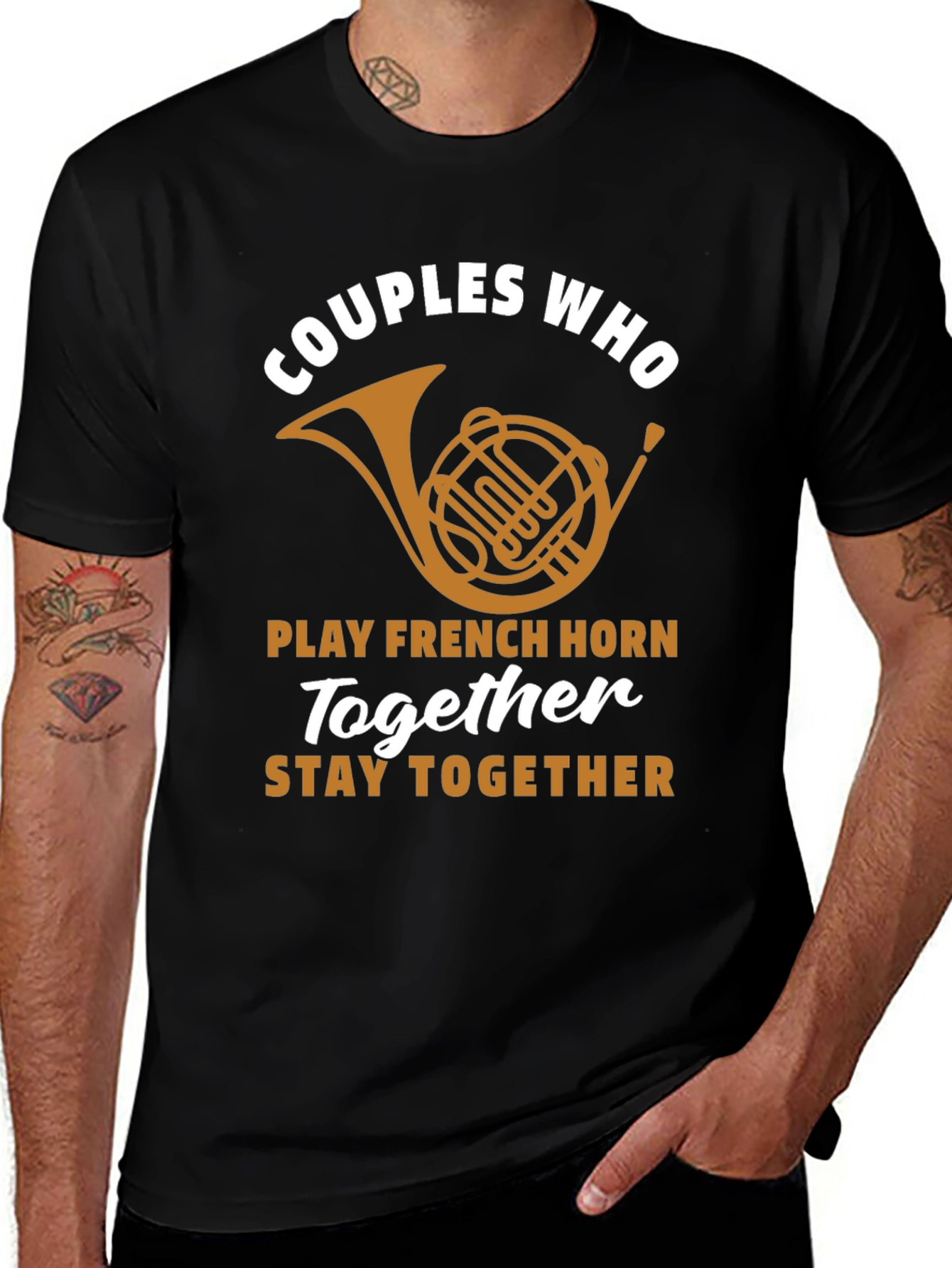 Couples French Horn T-Shirt - Play Together Stay Together!