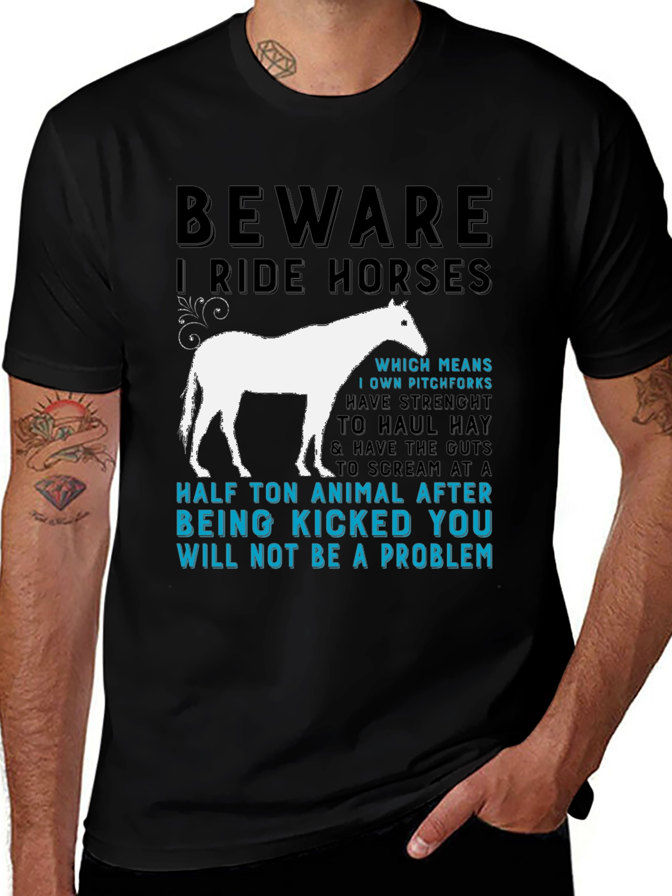 Beware I Ride Horses Graphic T-Shirt