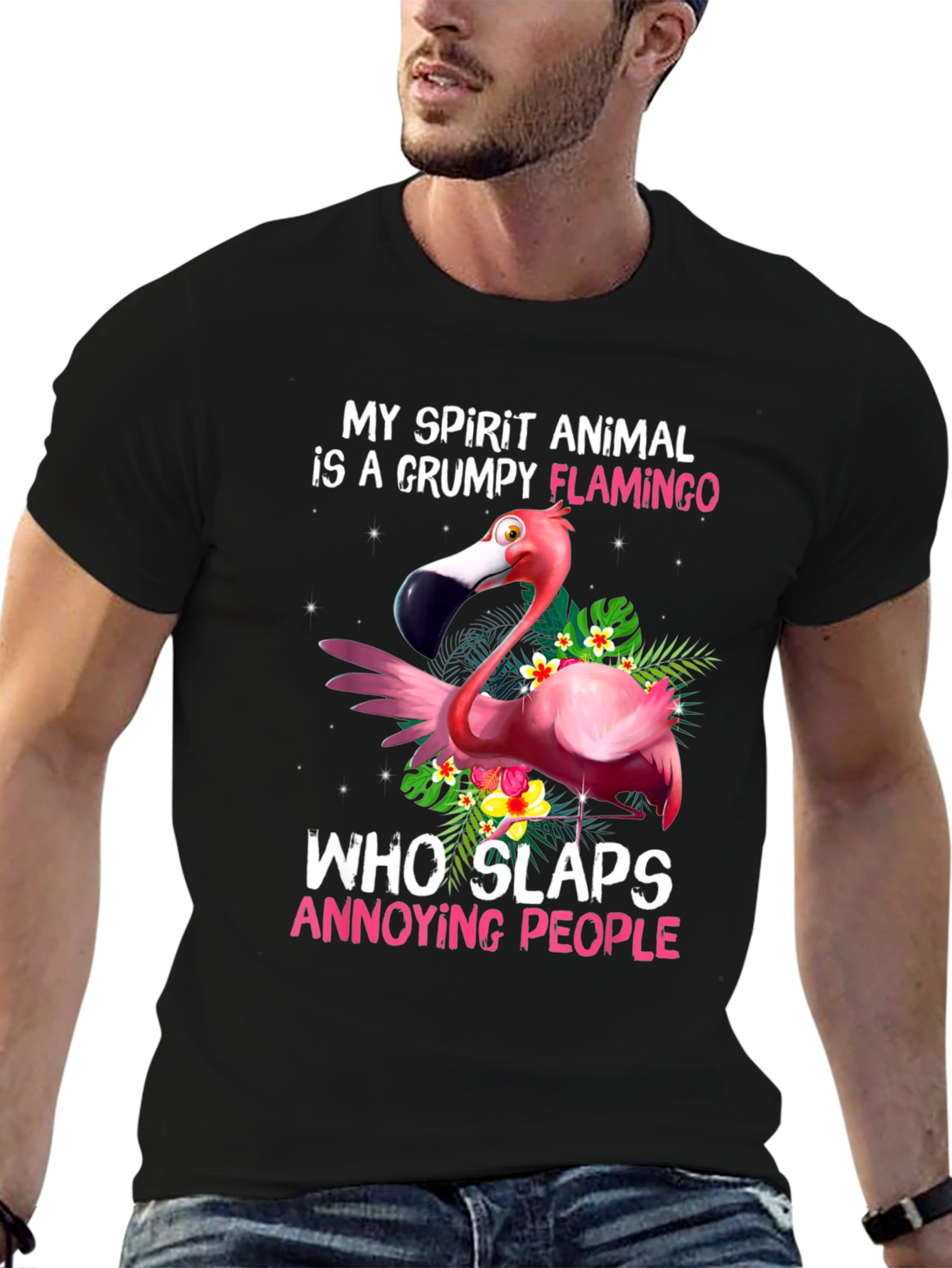 Grumpy Flamingo T-Shirt - Slaps Annoying People!