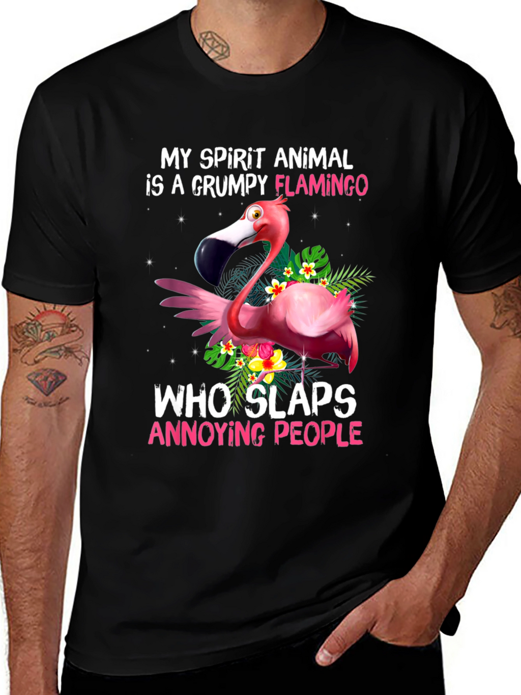 Grumpy Flamingo T-Shirt - Slaps Annoying People!