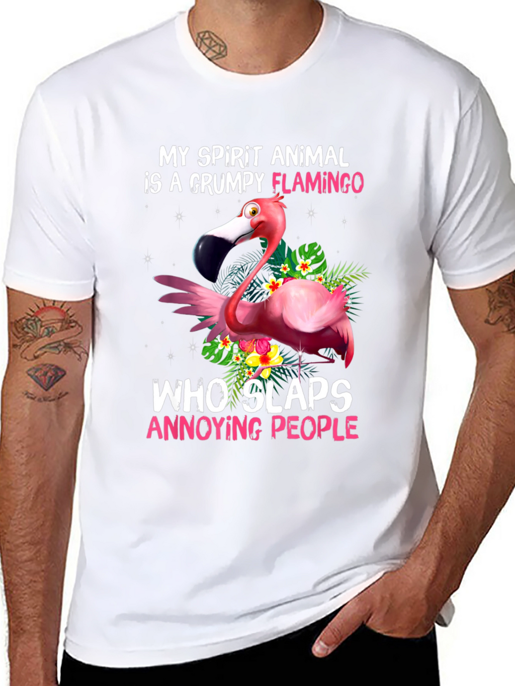 Grumpy Flamingo T-Shirt - Slaps Annoying People!