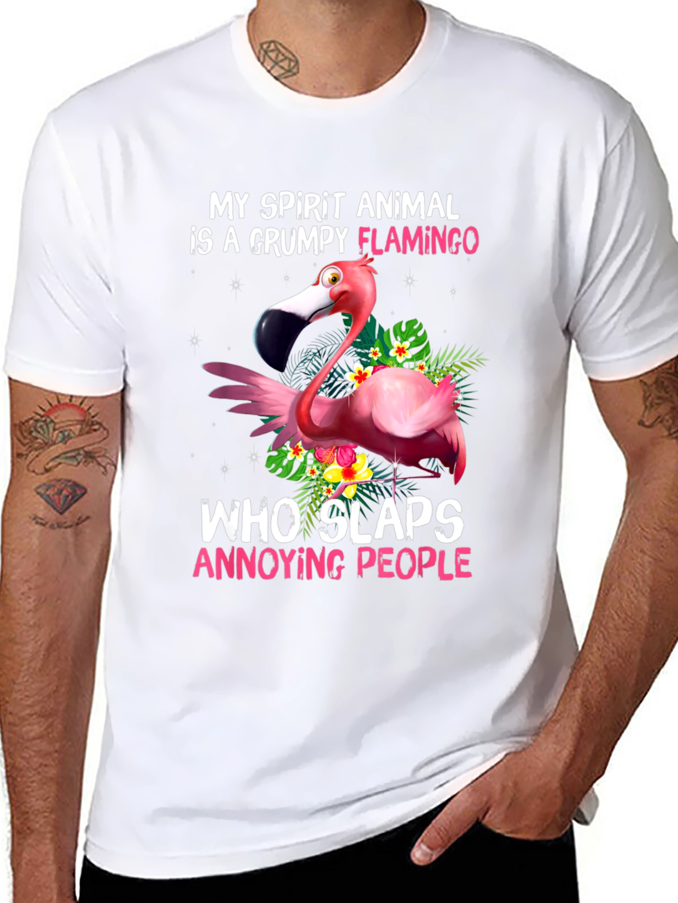 Grumpy Flamingo T-Shirt - Slaps Annoying People!