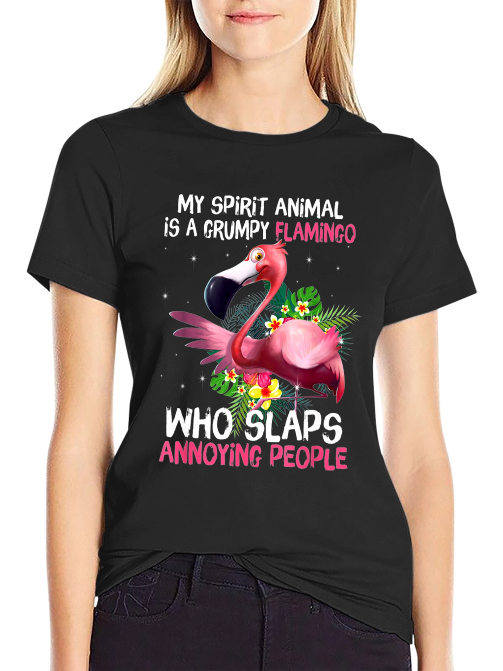 Grumpy Flamingo T-Shirt - Slaps Annoying People!