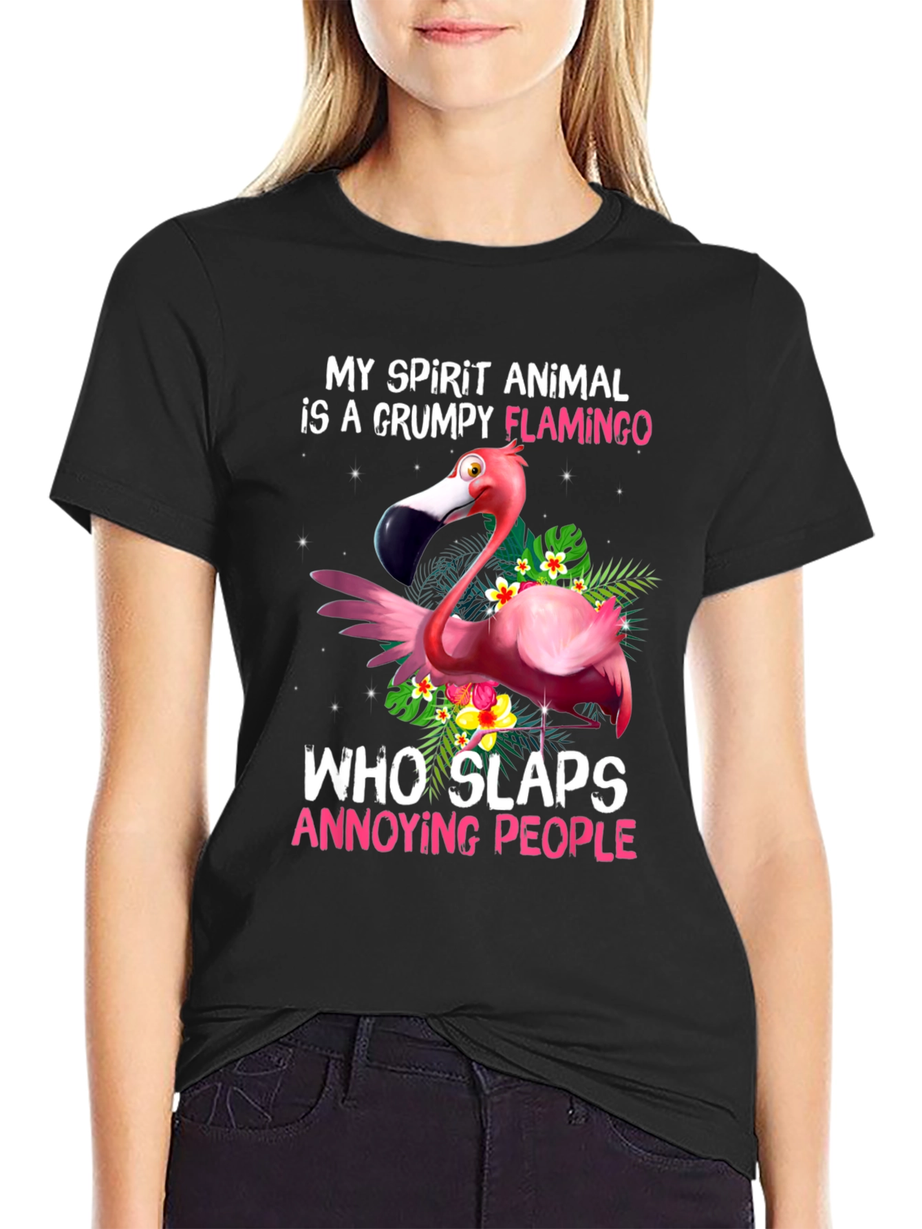 Grumpy Flamingo T-Shirt - Slaps Annoying People!