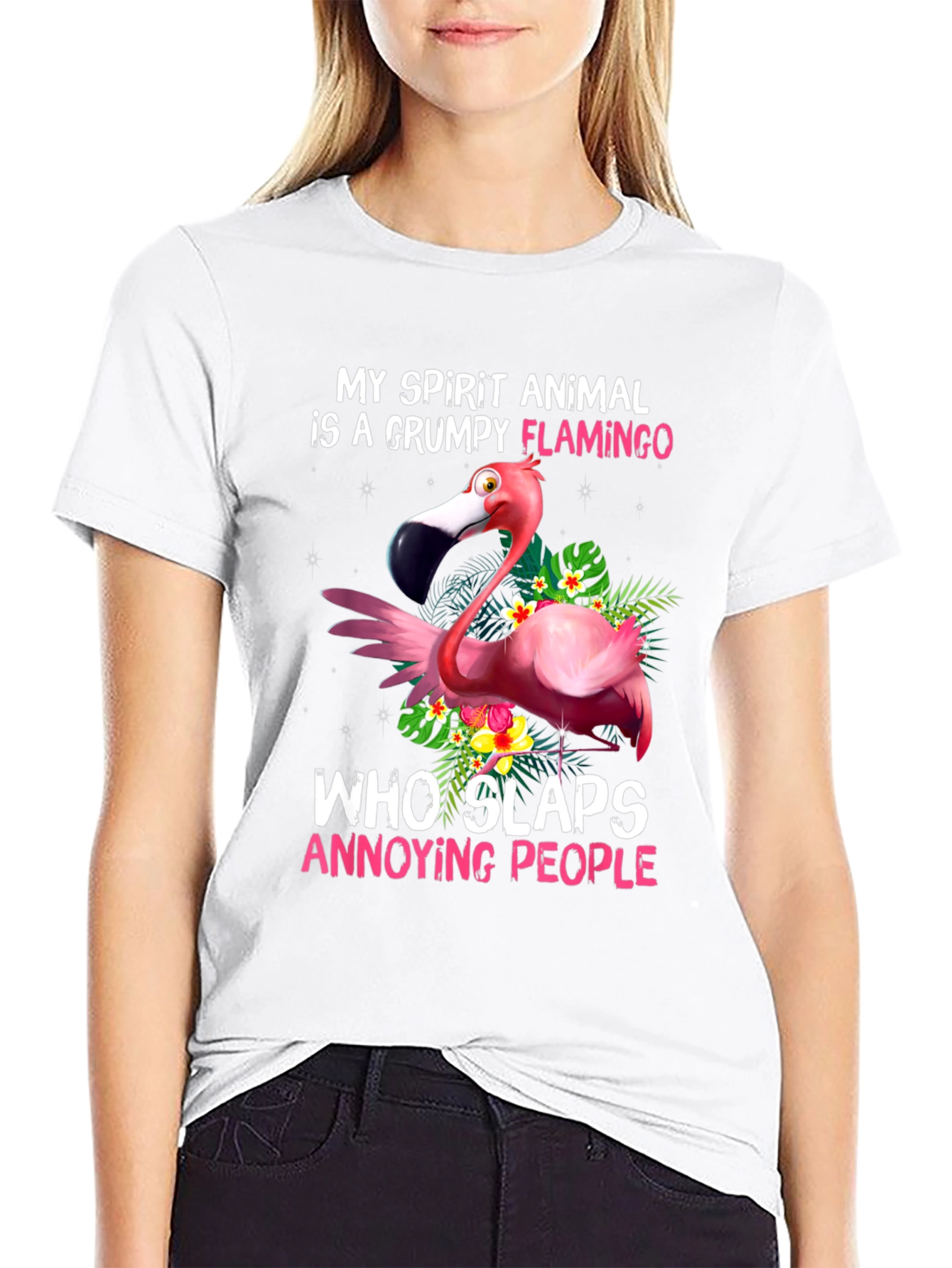 Grumpy Flamingo T-Shirt - Slaps Annoying People!