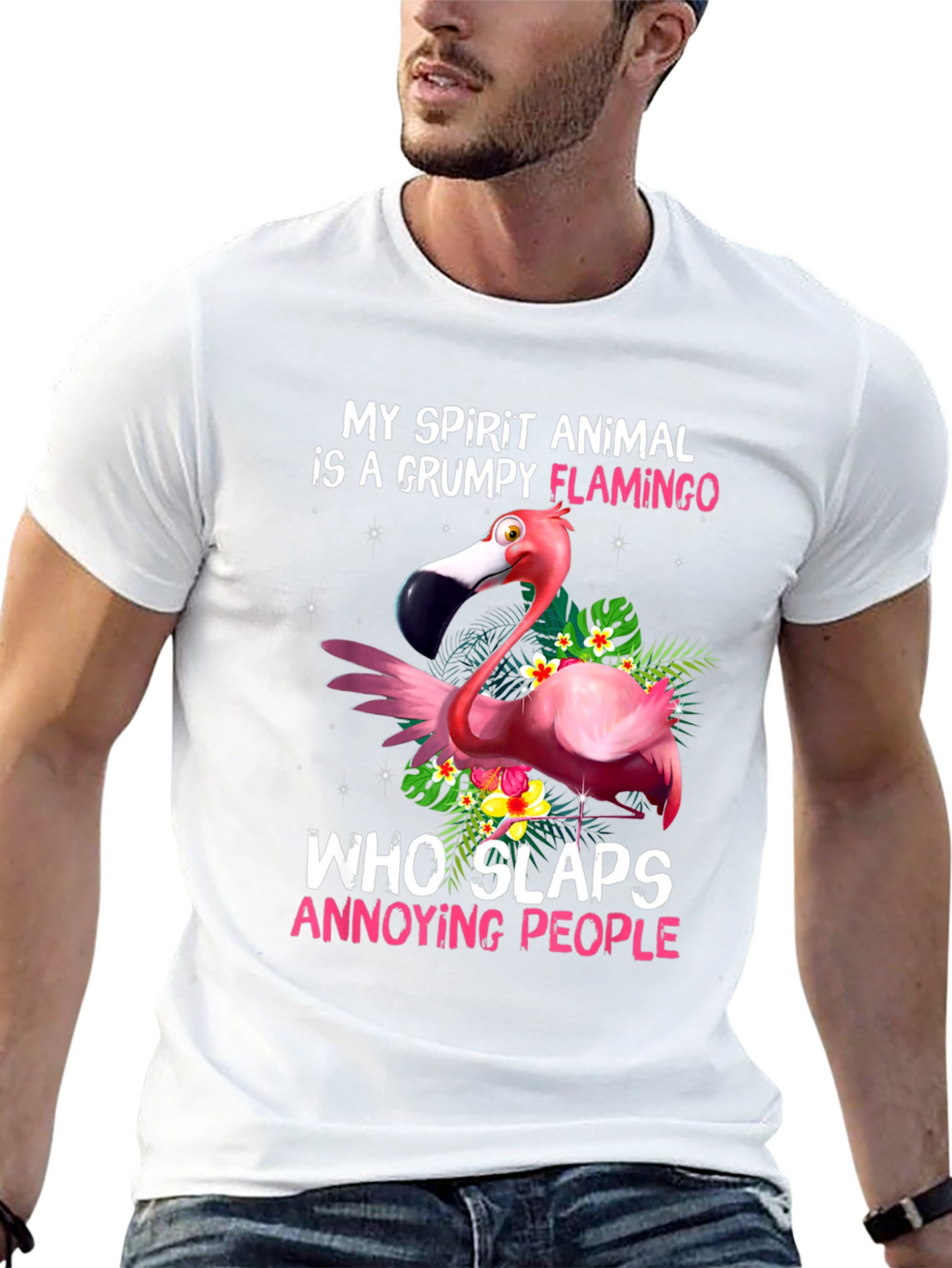 Grumpy Flamingo T-Shirt - Slaps Annoying People!