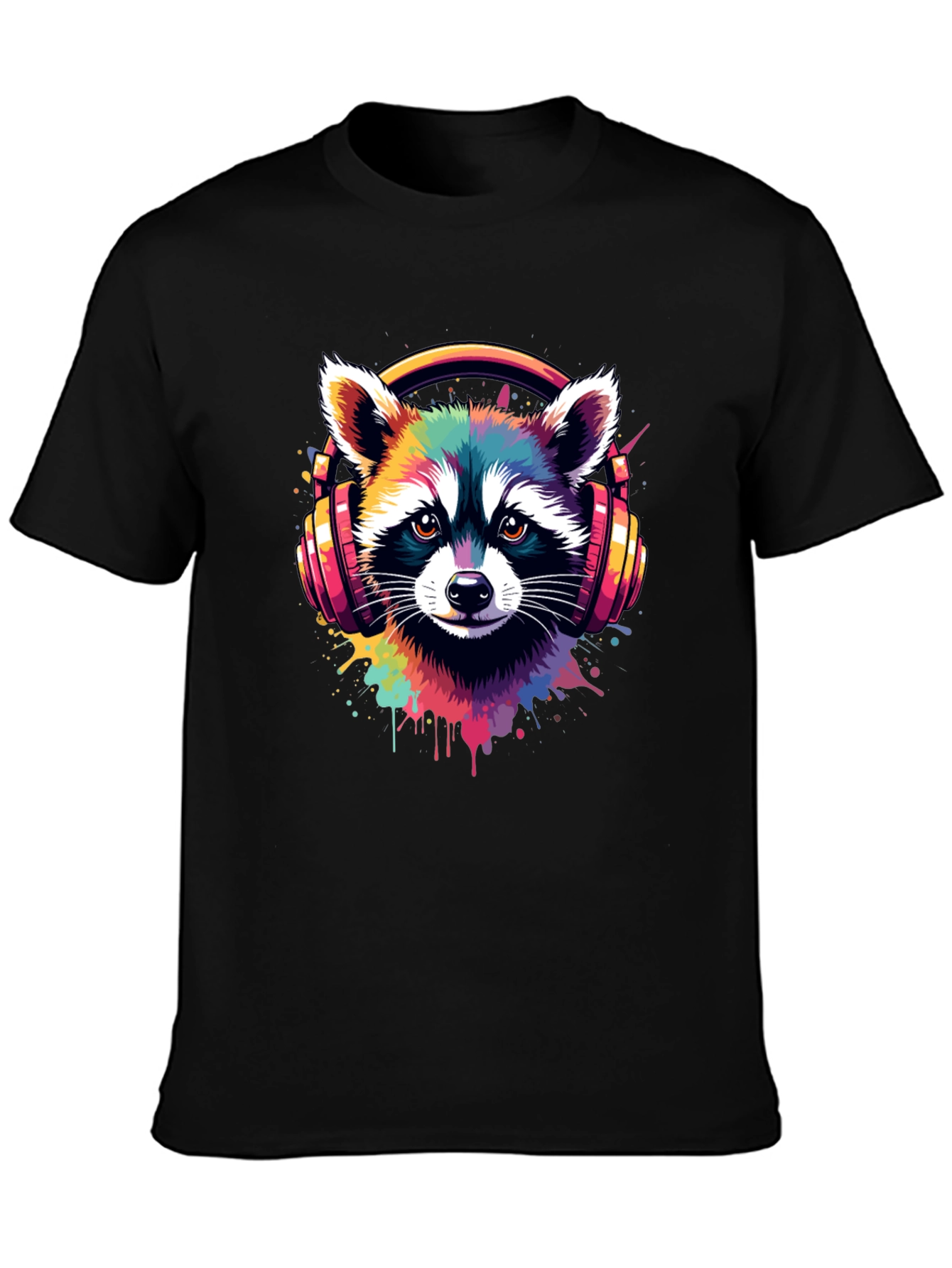 Raccoon DJ Graphic Tee - Cool Colorful Design