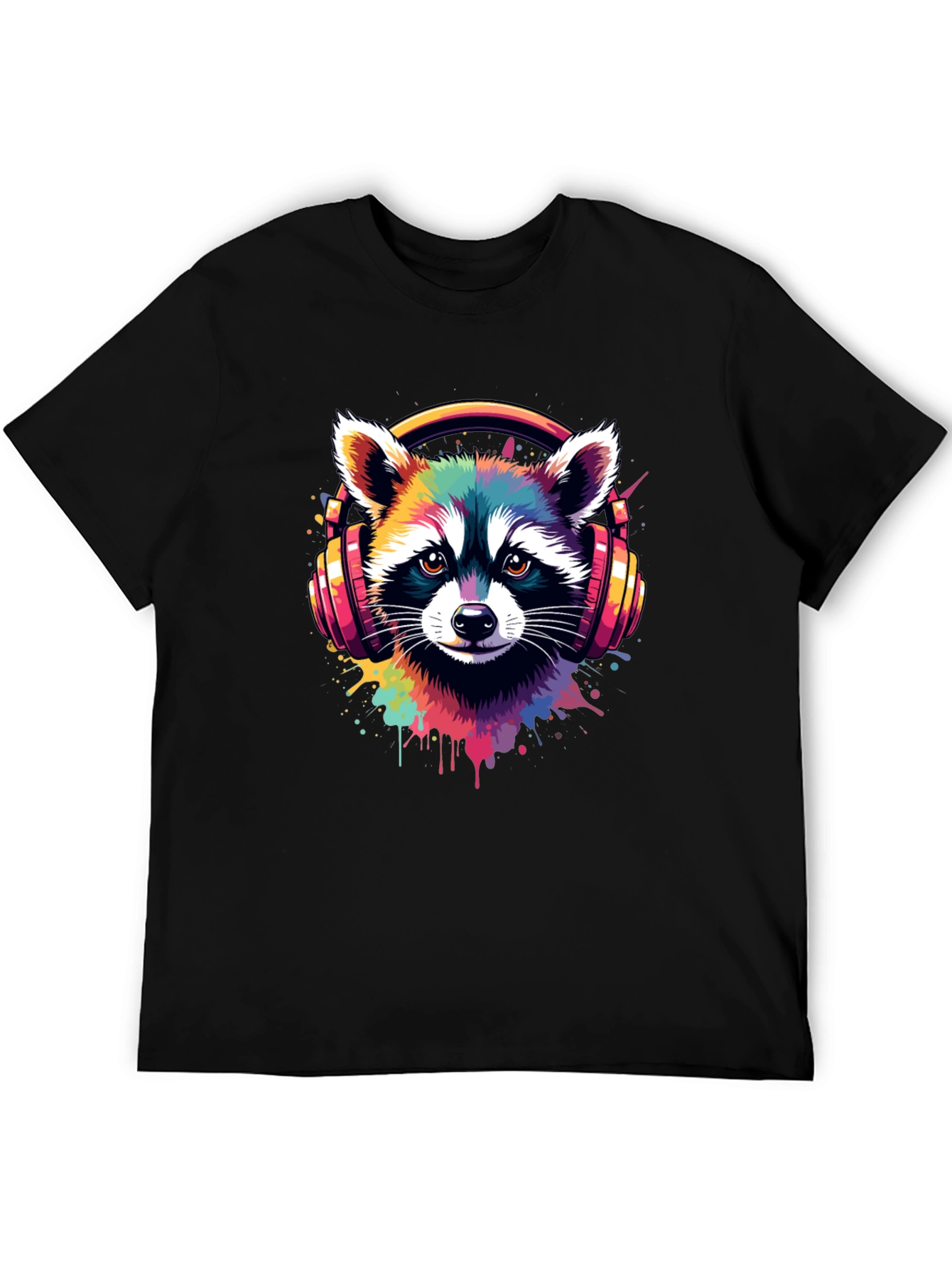Raccoon DJ Graphic Tee - Cool Colorful Design