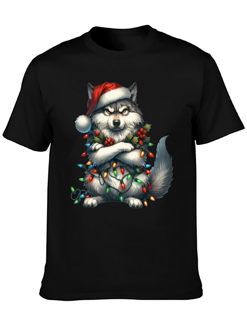 Festive Husky Christmas Lights T-Shirt