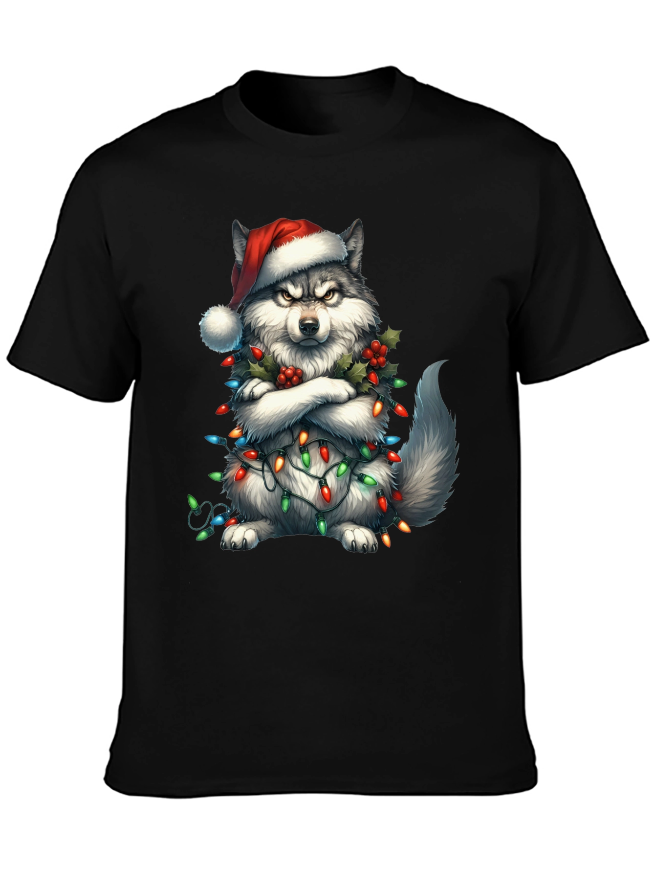 Festive Husky Christmas Lights T-Shirt