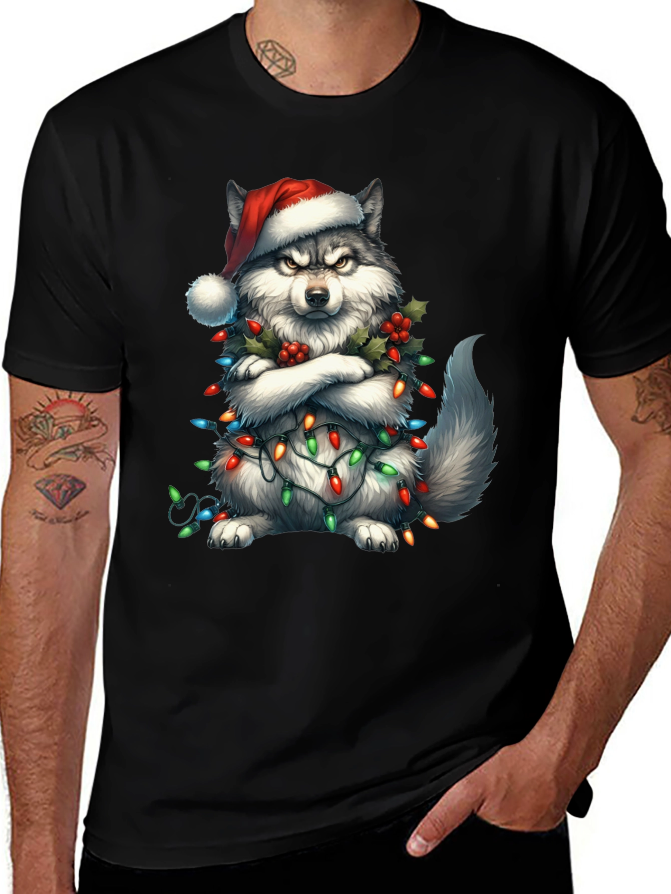 Festive Husky Christmas Lights T-Shirt
