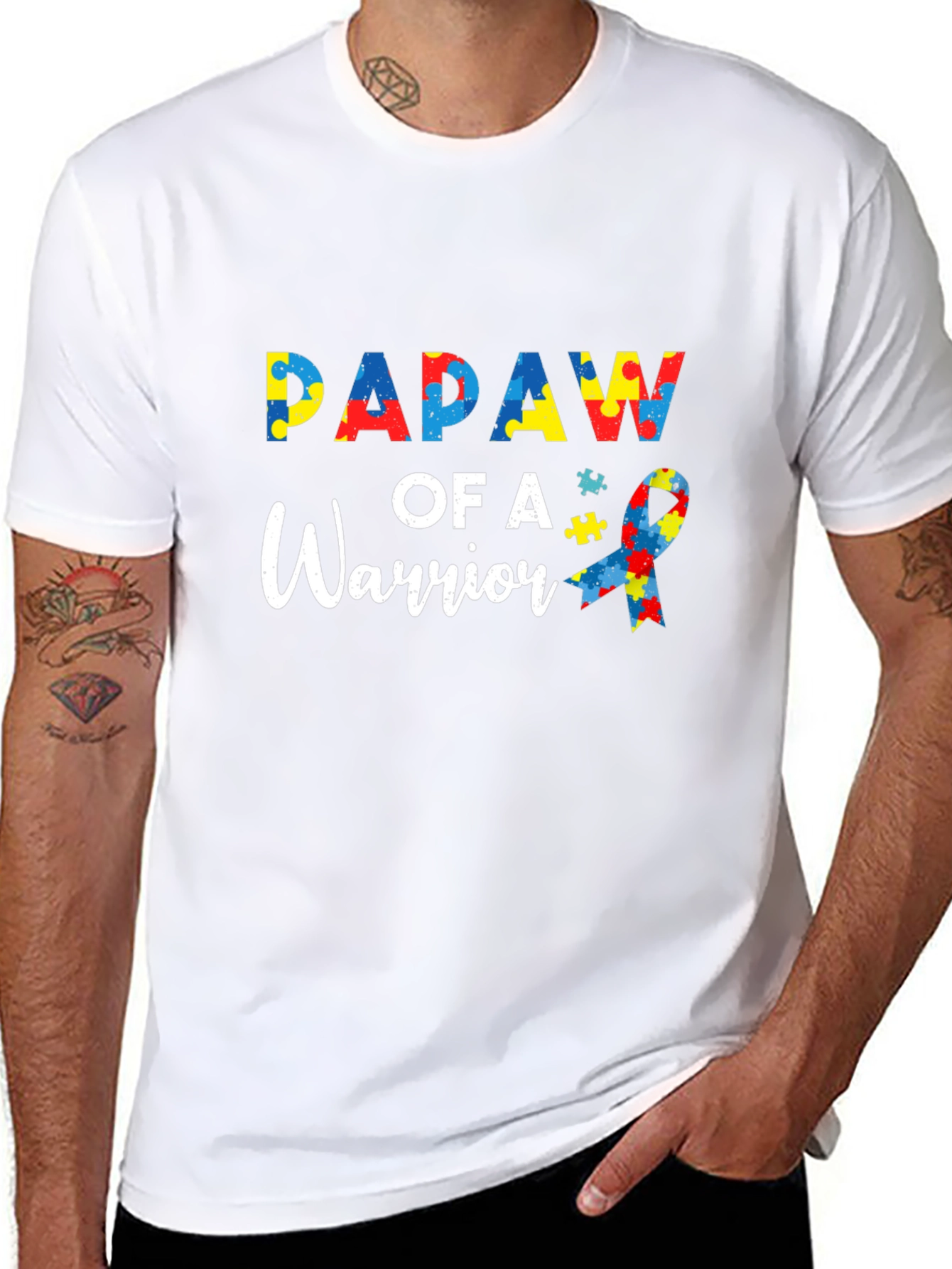 PAPAW of A Warrior Autism Awareness T-Shirt