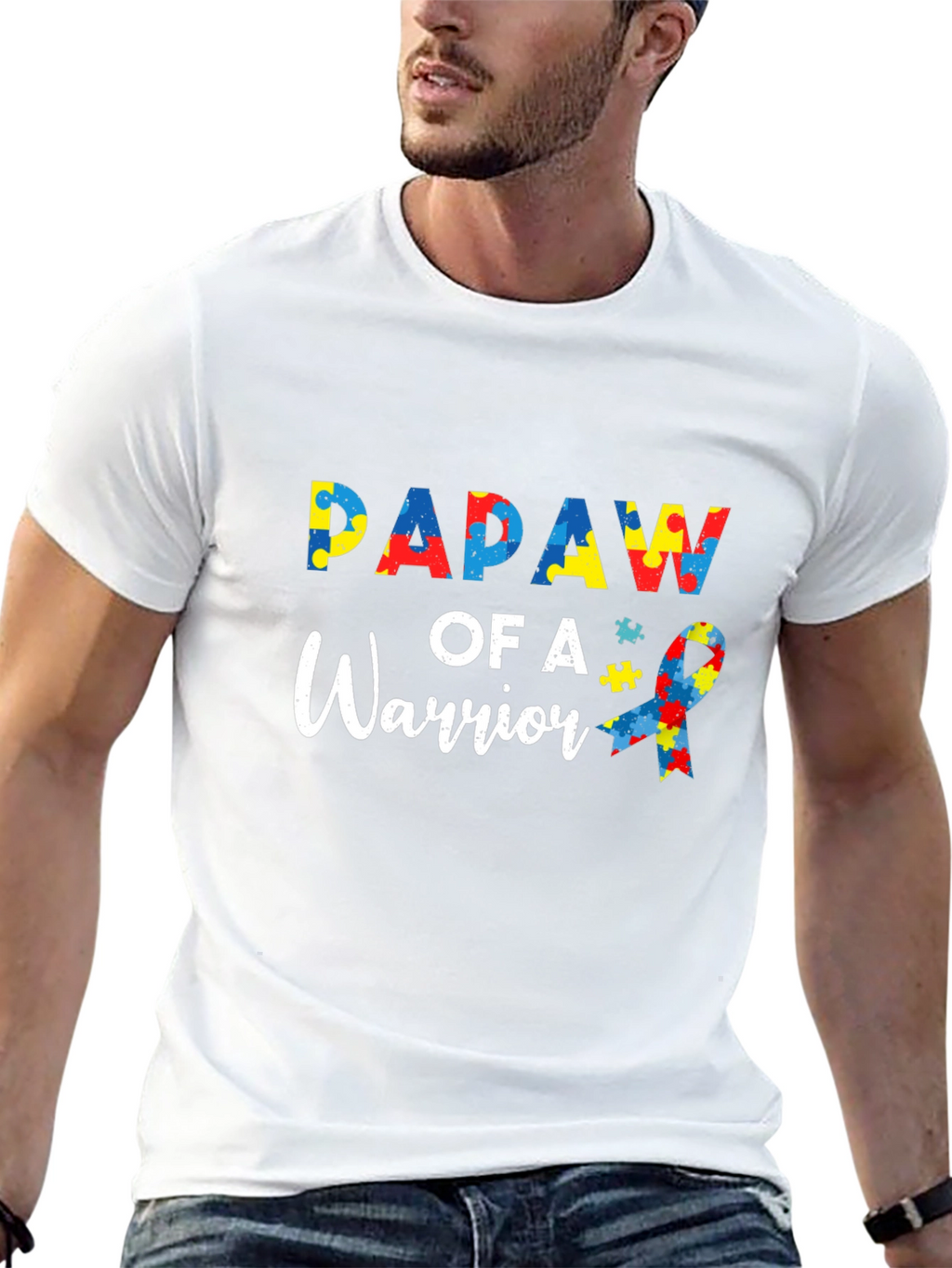 PAPAW of A Warrior Autism Awareness T-Shirt