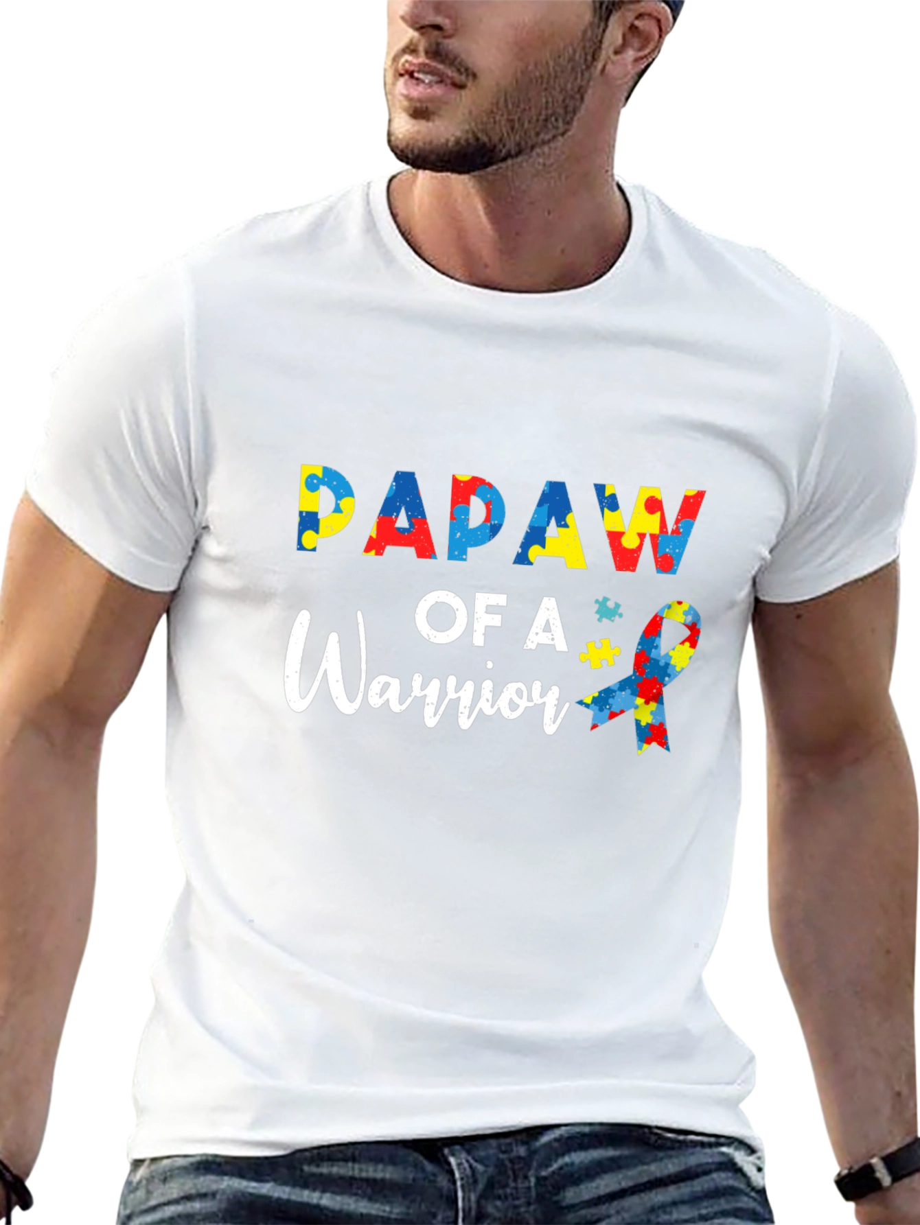 PAPAW of A Warrior Autism Awareness T-Shirt