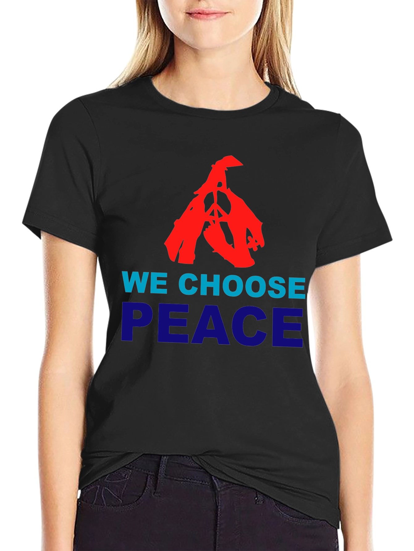 We Choose Peace Graphic Tee - Black Cotton T-Shirt