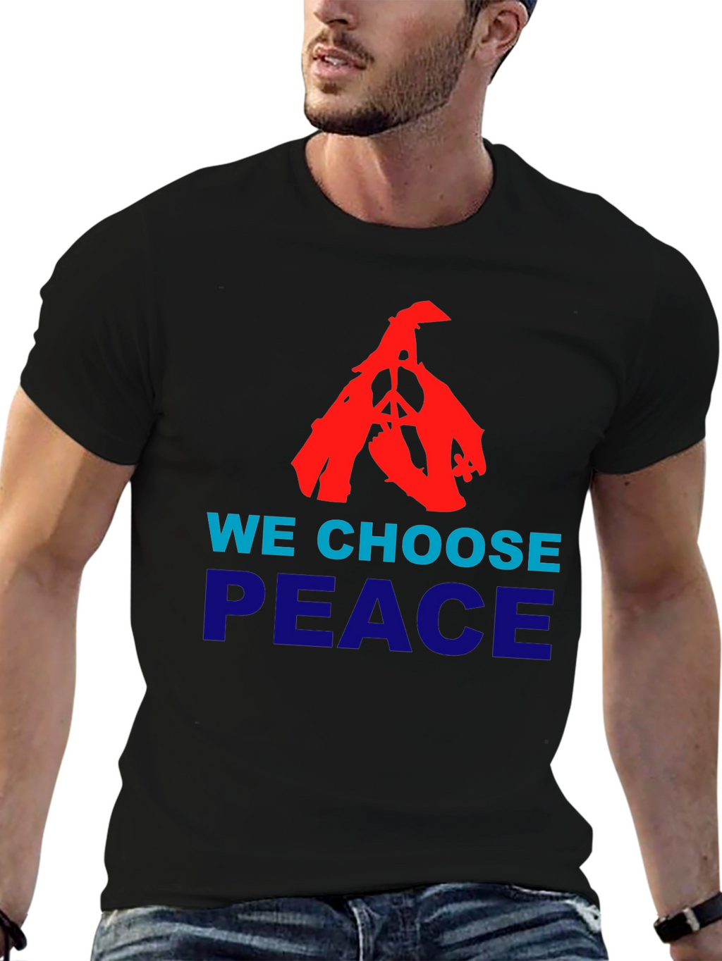 We Choose Peace Graphic Tee - Black Cotton T-Shirt