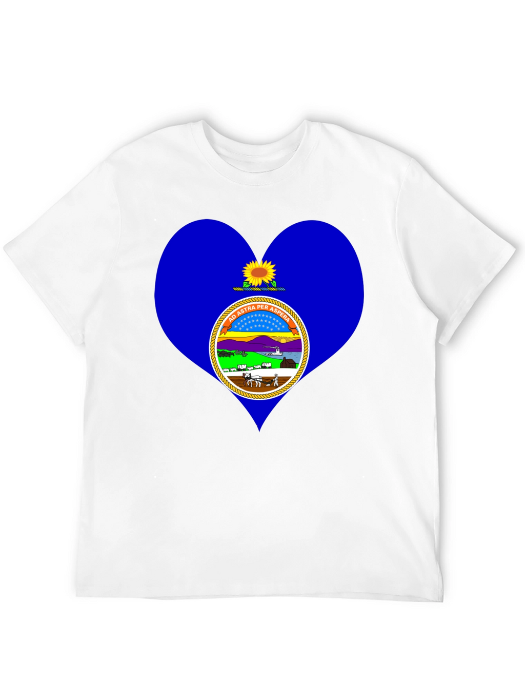 Kansas State Flag Heart T-Shirt