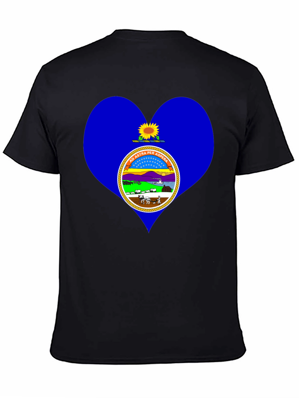 Kansas State Flag Heart T-Shirt