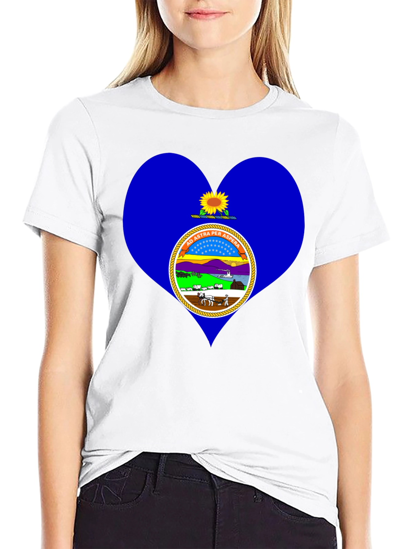Kansas State Flag Heart T-Shirt