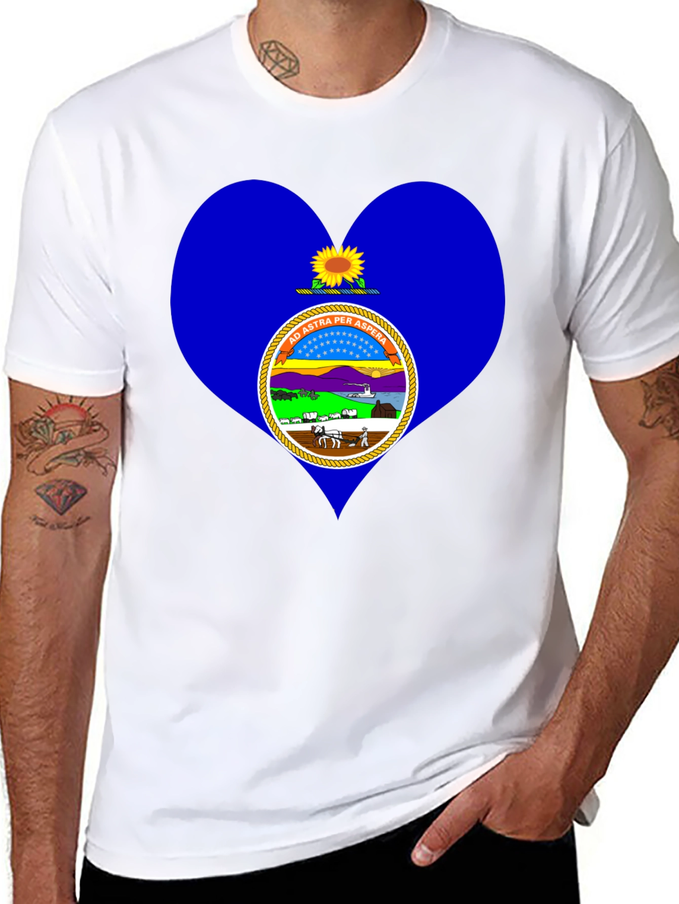 Kansas State Flag Heart T-Shirt