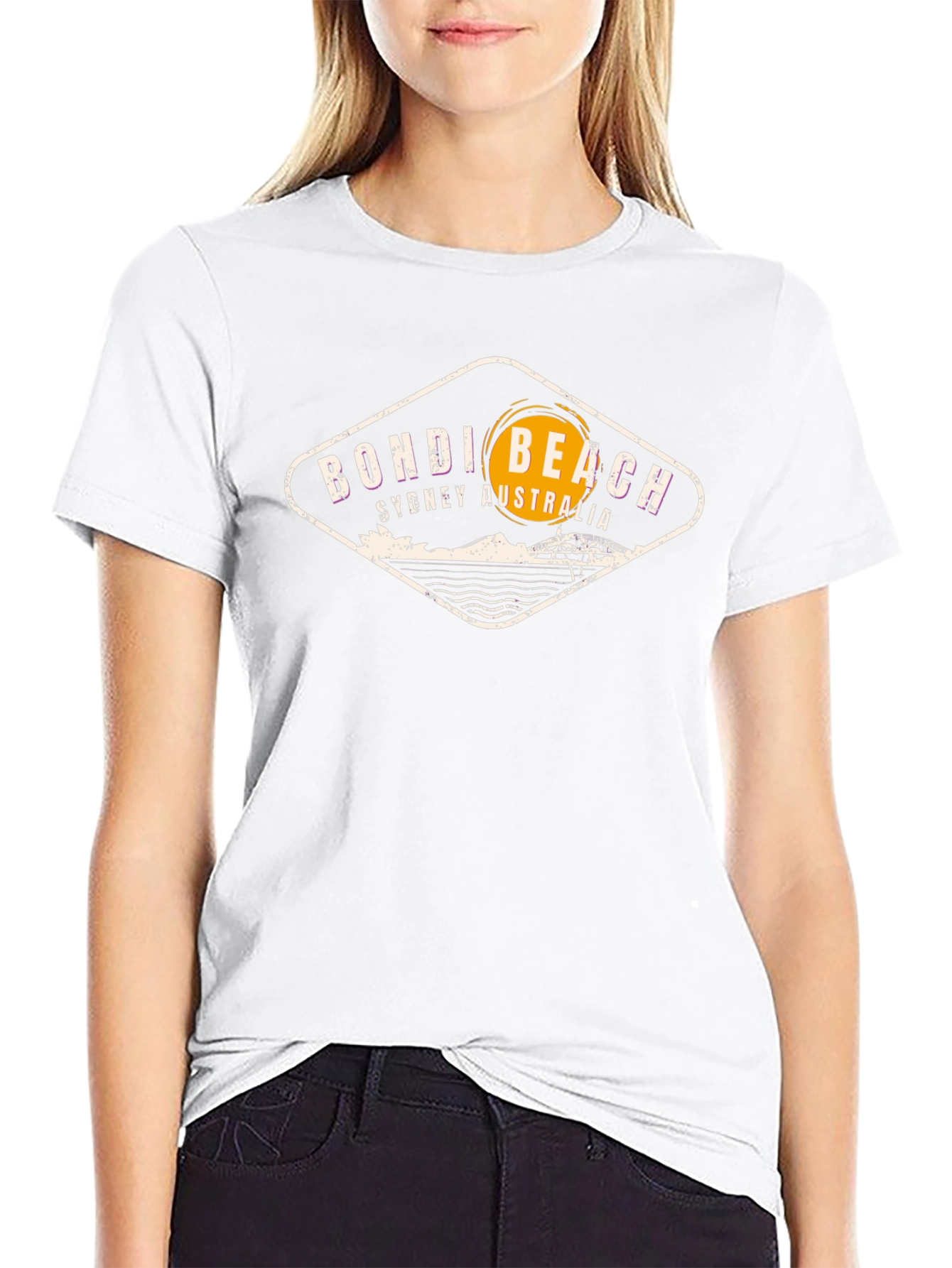 Bondi Beach Mens Black Graphic T-Shirt