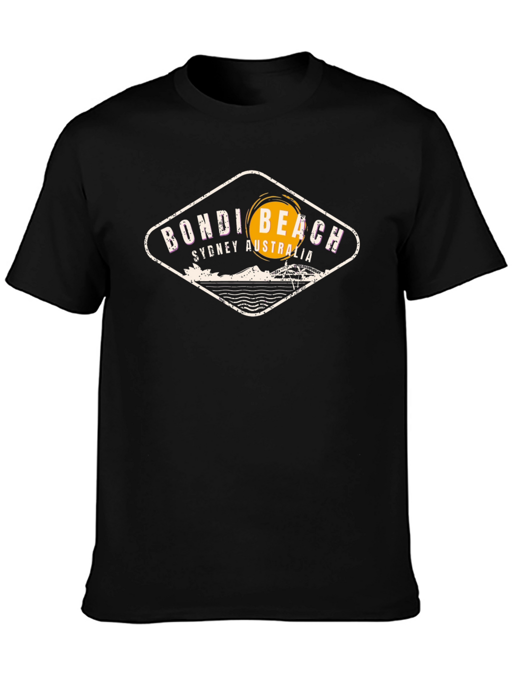 Bondi Beach Mens Black Graphic T-Shirt