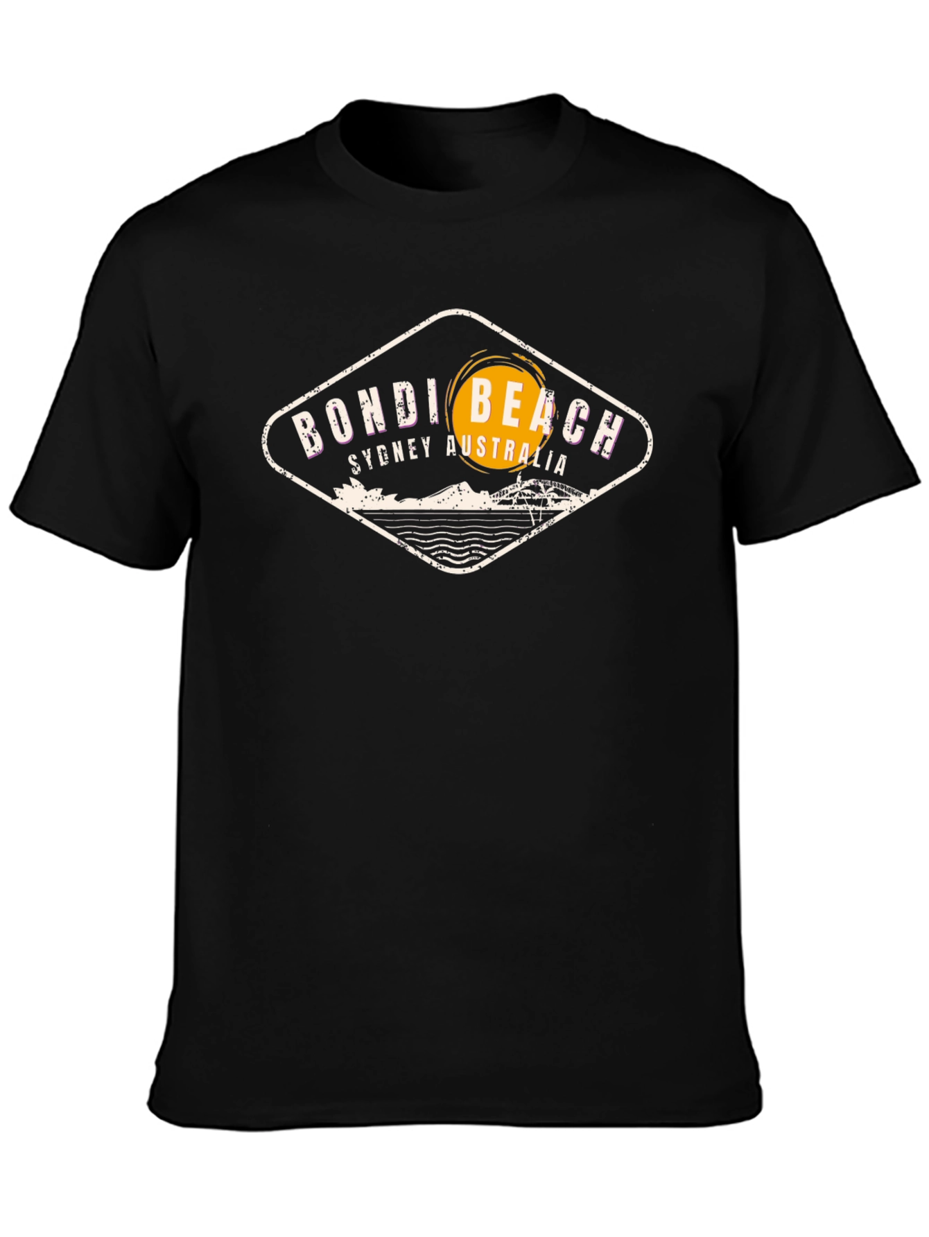 Bondi Beach Mens Black Graphic T-Shirt