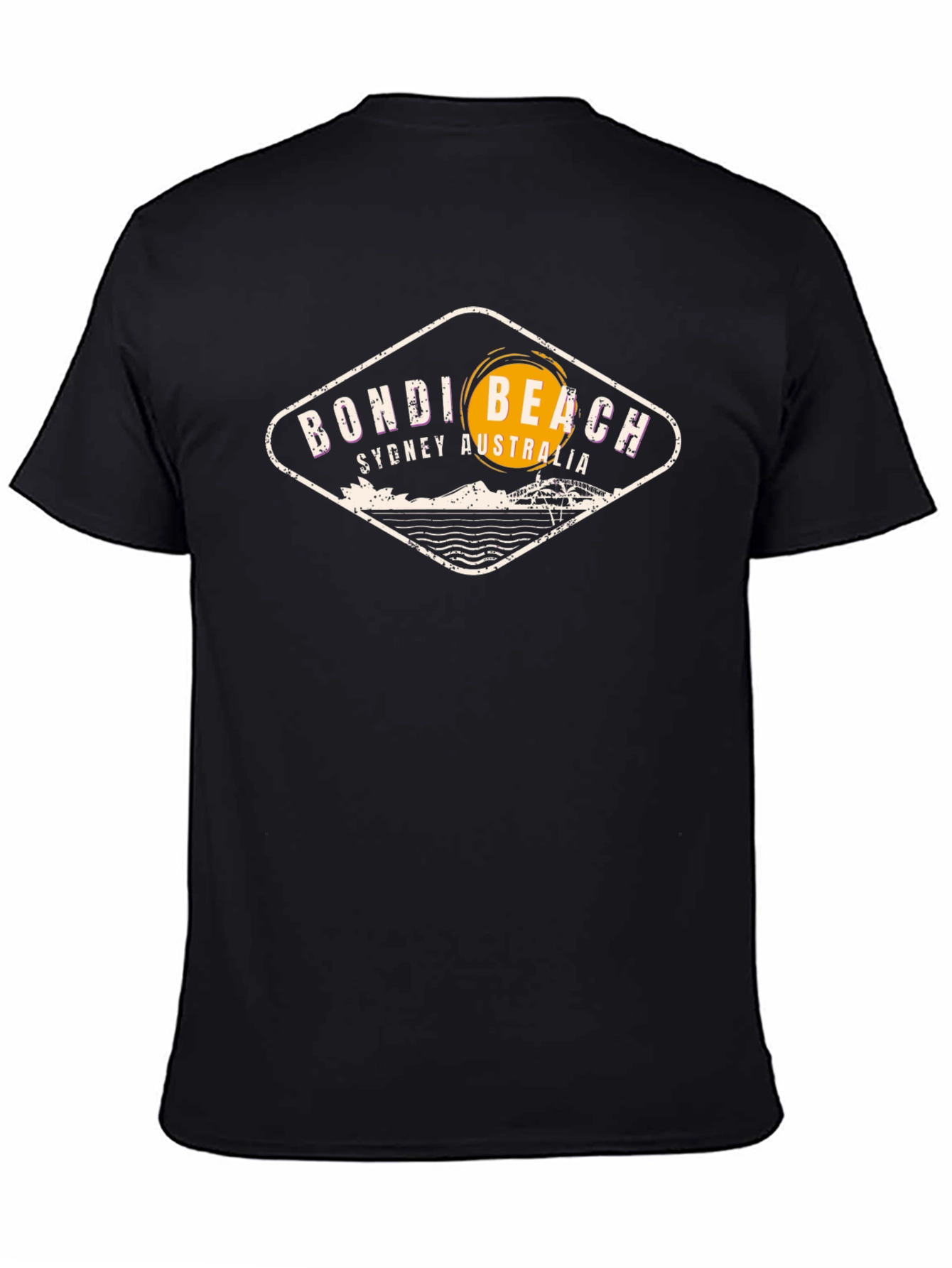 Bondi Beach Mens Black Graphic T-Shirt