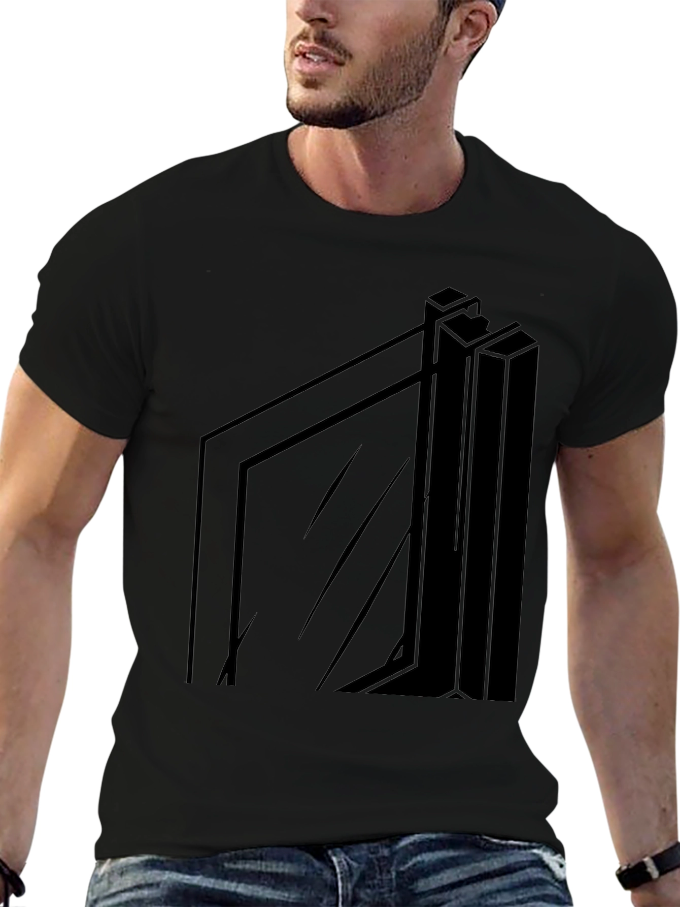 Modern Geometric Black T-Shirt