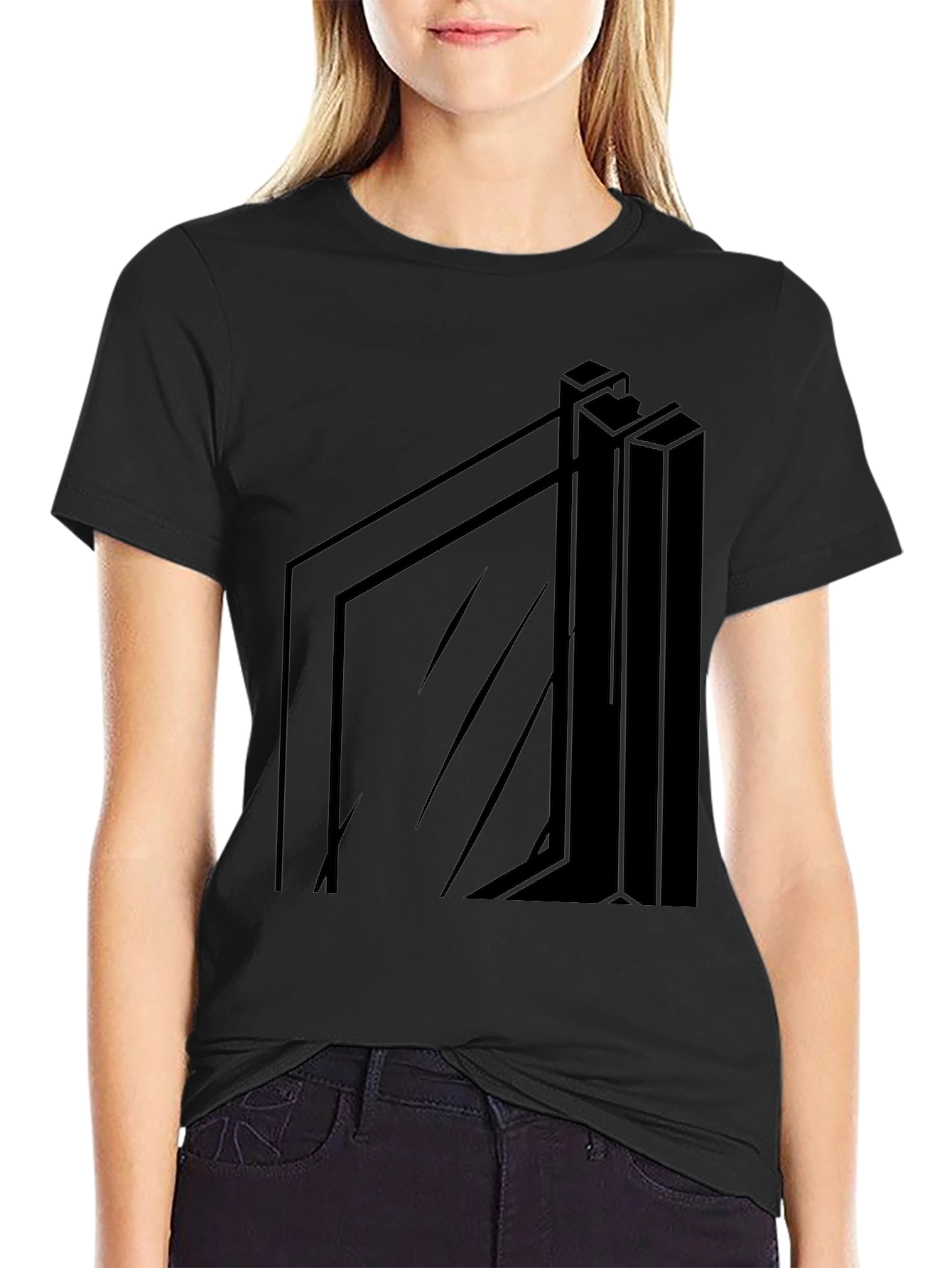 Modern Geometric Black T-Shirt