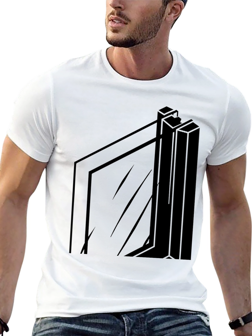 Modern Geometric Black T-Shirt