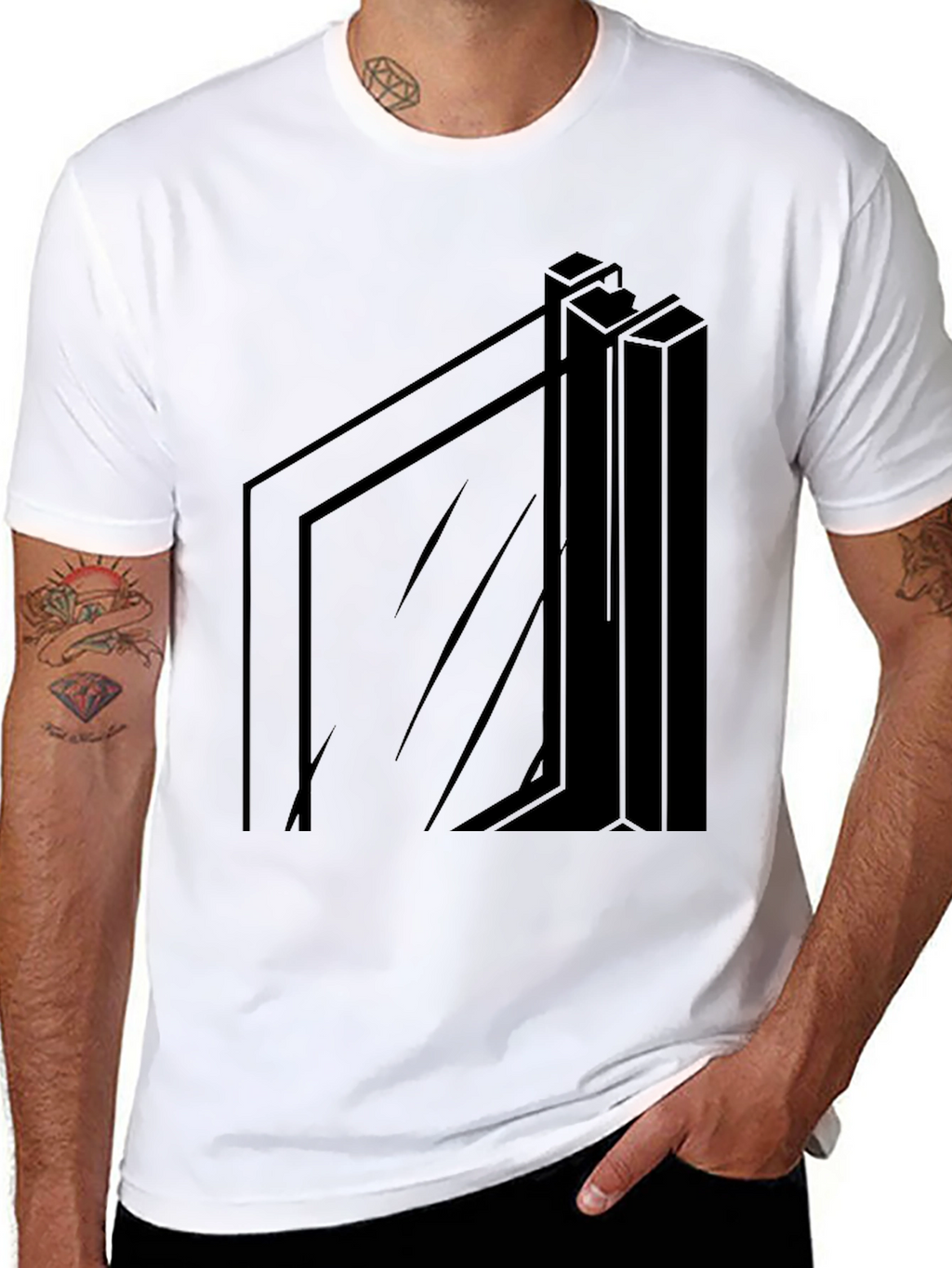 Modern Geometric Black T-Shirt
