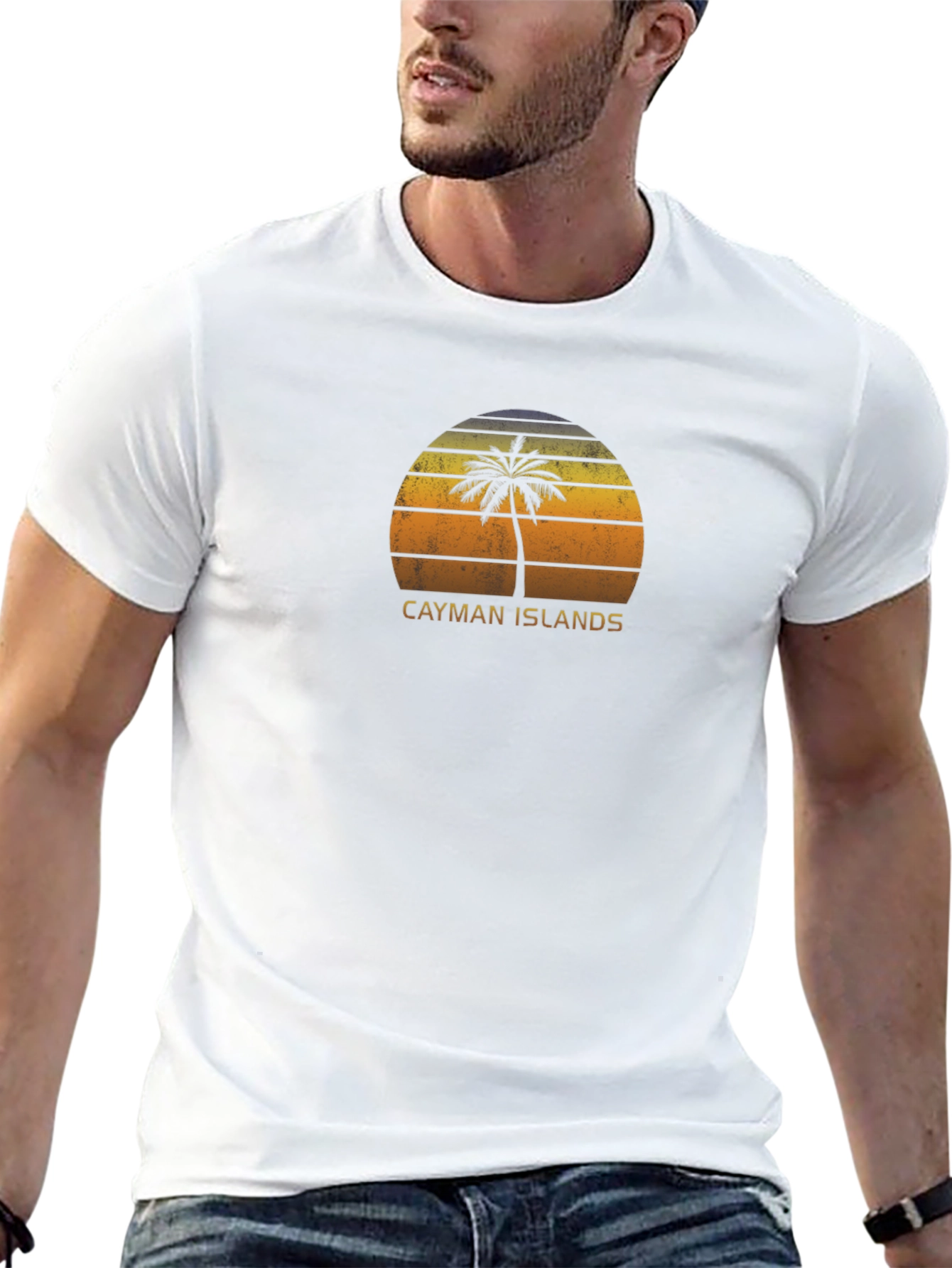 Cayman Islands Palm Sunset T-Shirt - Black