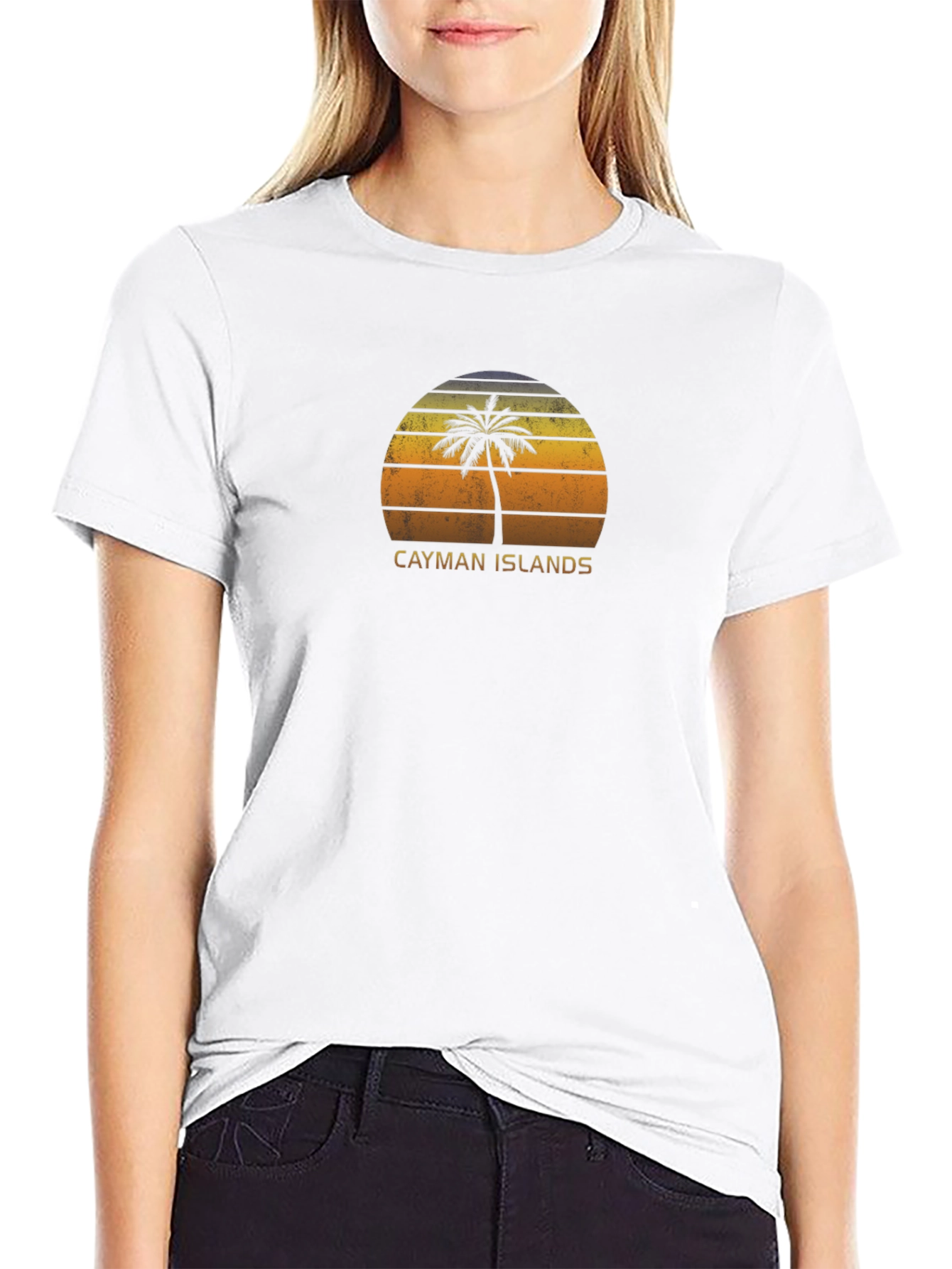 Cayman Islands Palm Sunset T-Shirt - Black