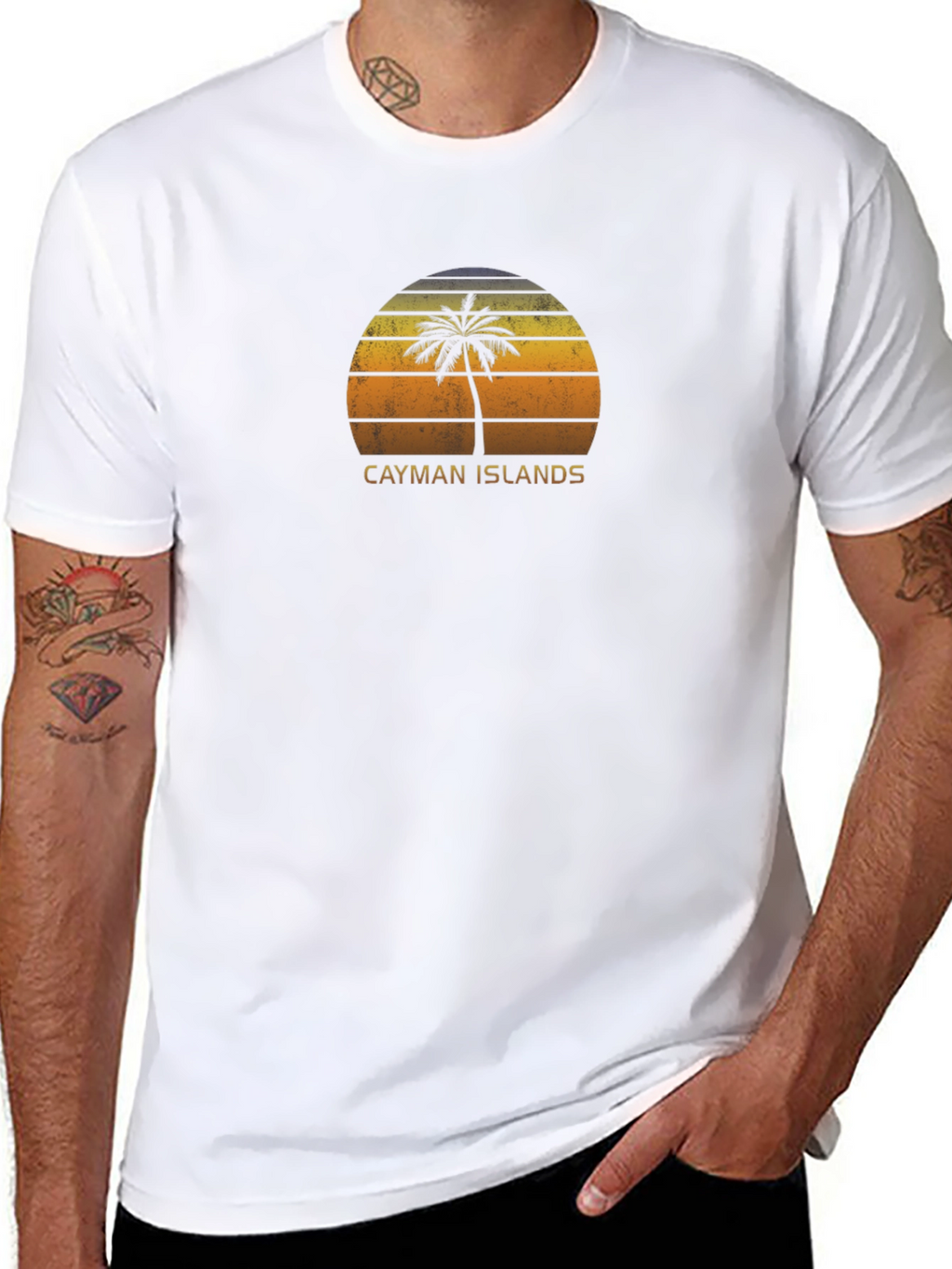 Cayman Islands Palm Sunset T-Shirt - Black