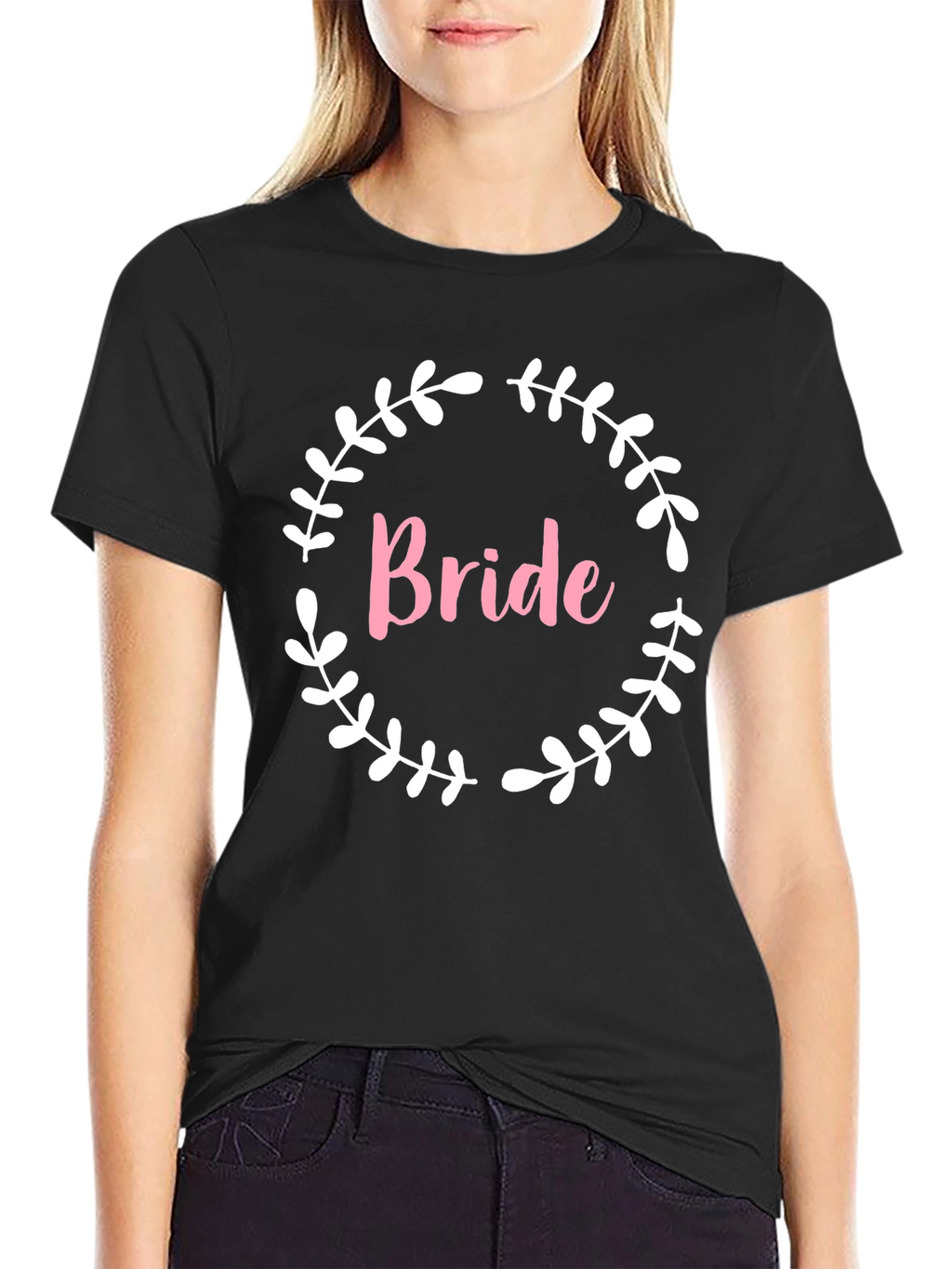 Bride T-Shirt with Floral Wreath Design