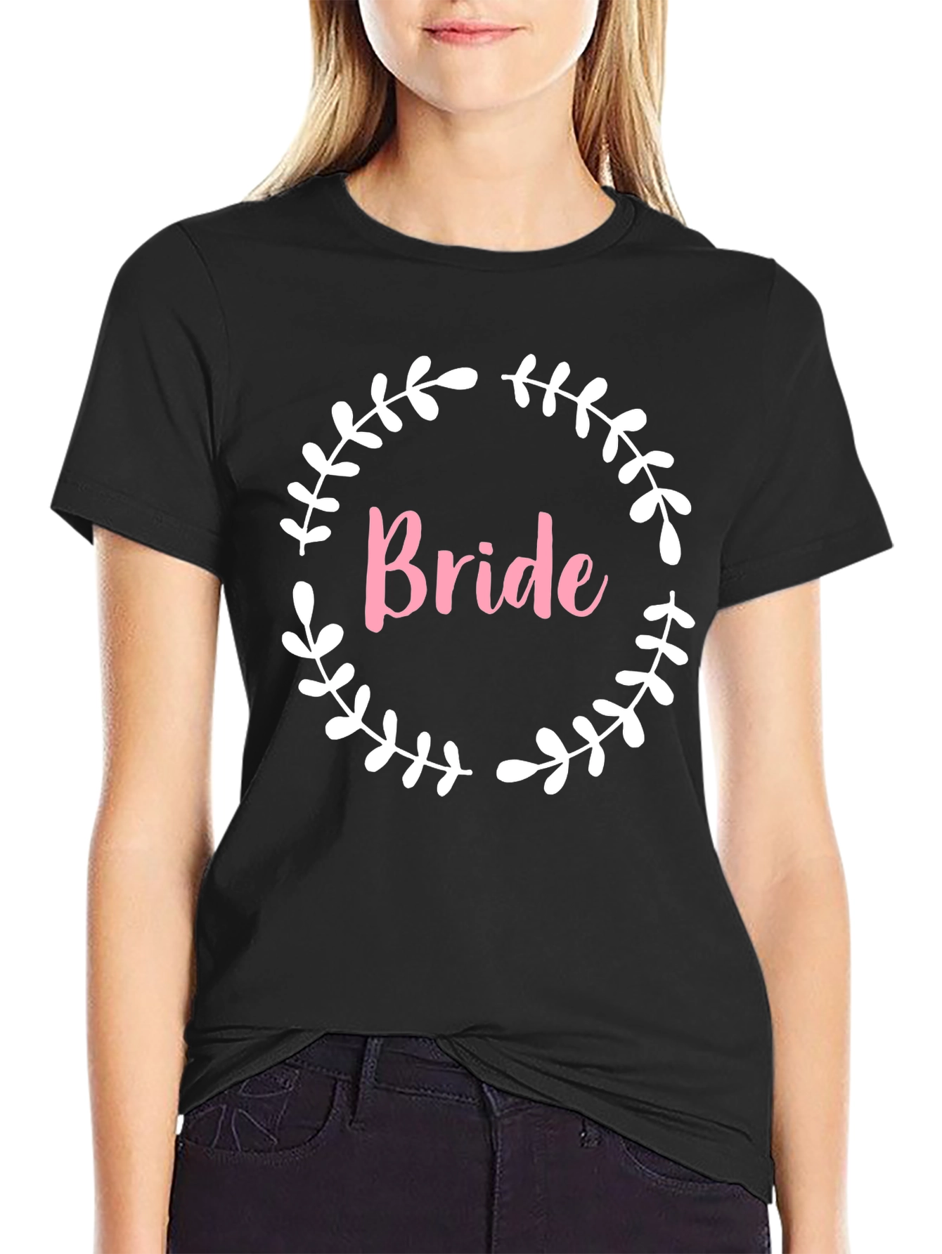 Bride T-Shirt with Floral Wreath Design