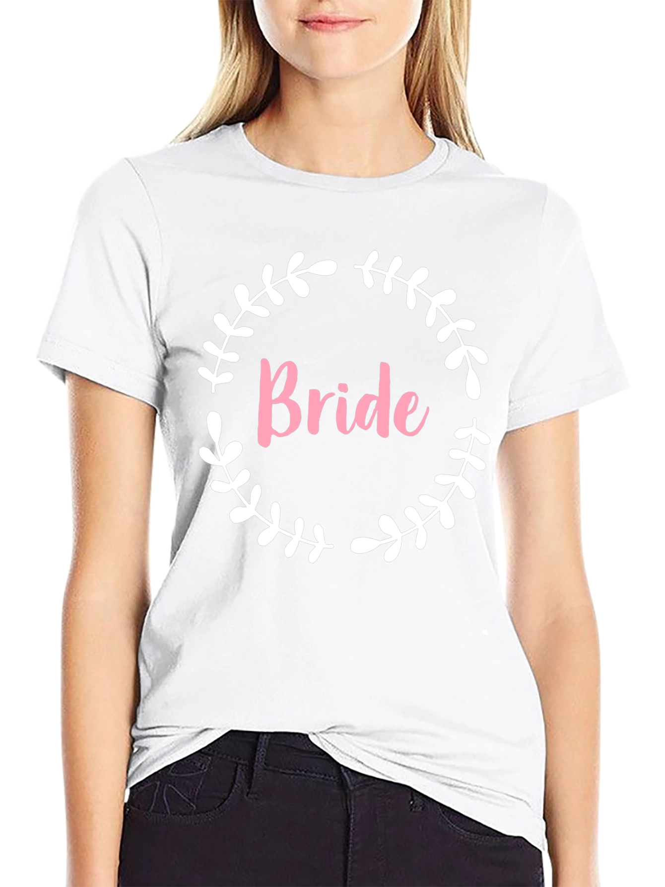 Bride T-Shirt with Floral Wreath Design