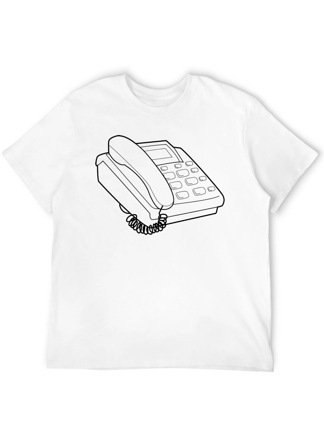 Retro Telephone Graphic T-Shirt - Black
