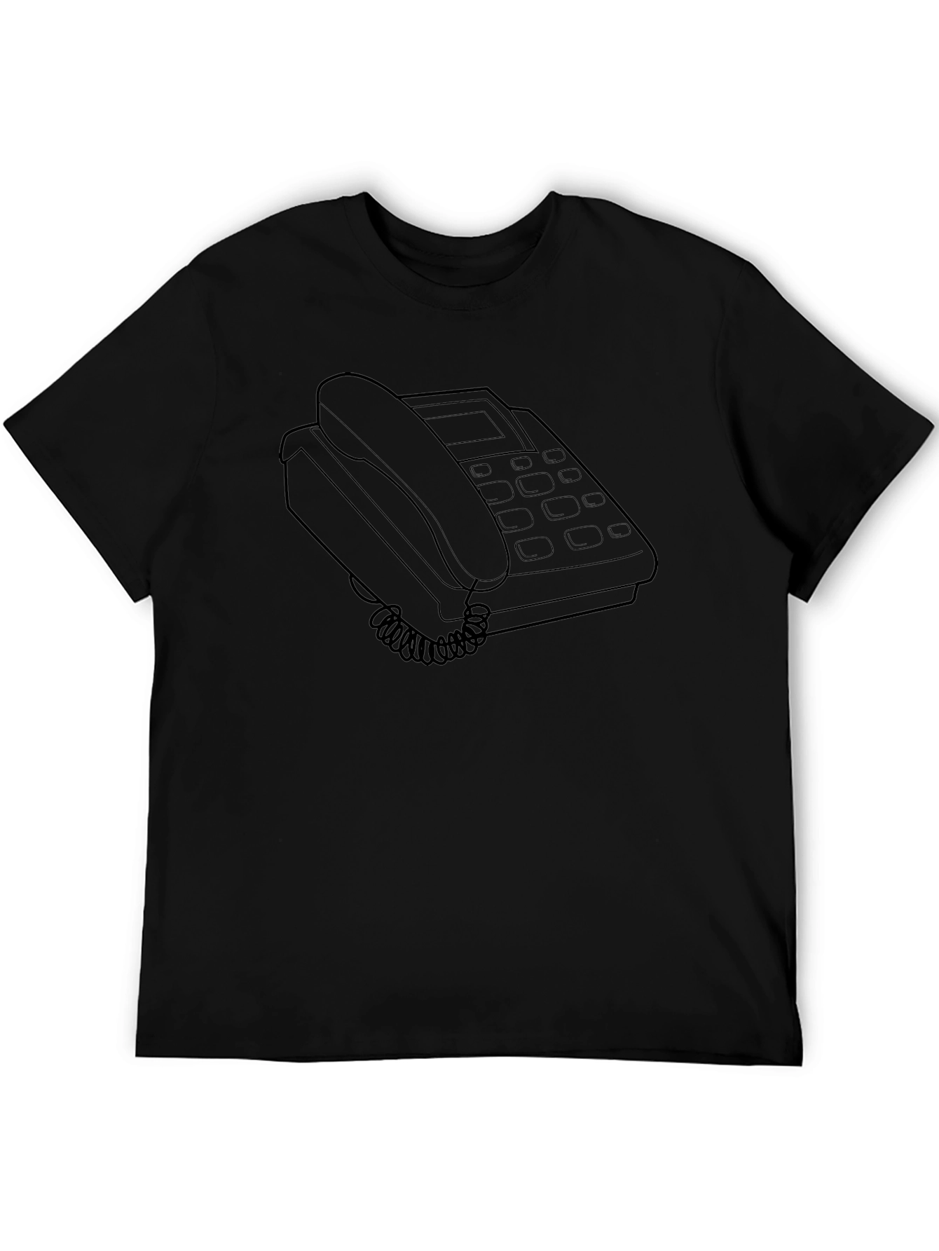 Retro Telephone Graphic T-Shirt - Black