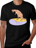Dinosaur Surfing Graphic T-Shirt - Black