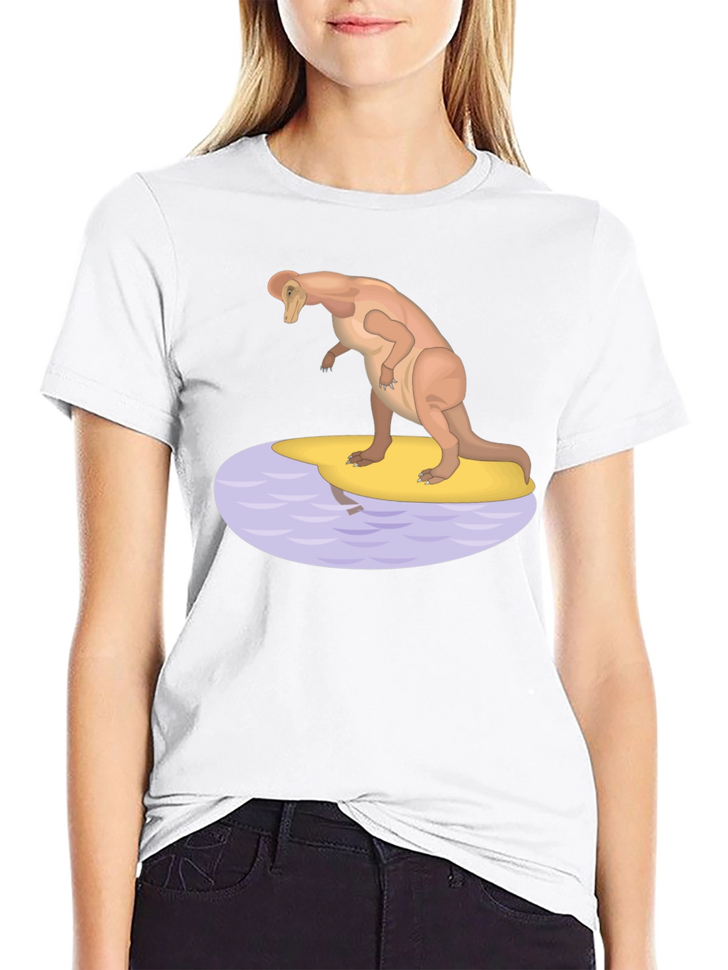 Dinosaur Surfing Graphic T-Shirt - Black