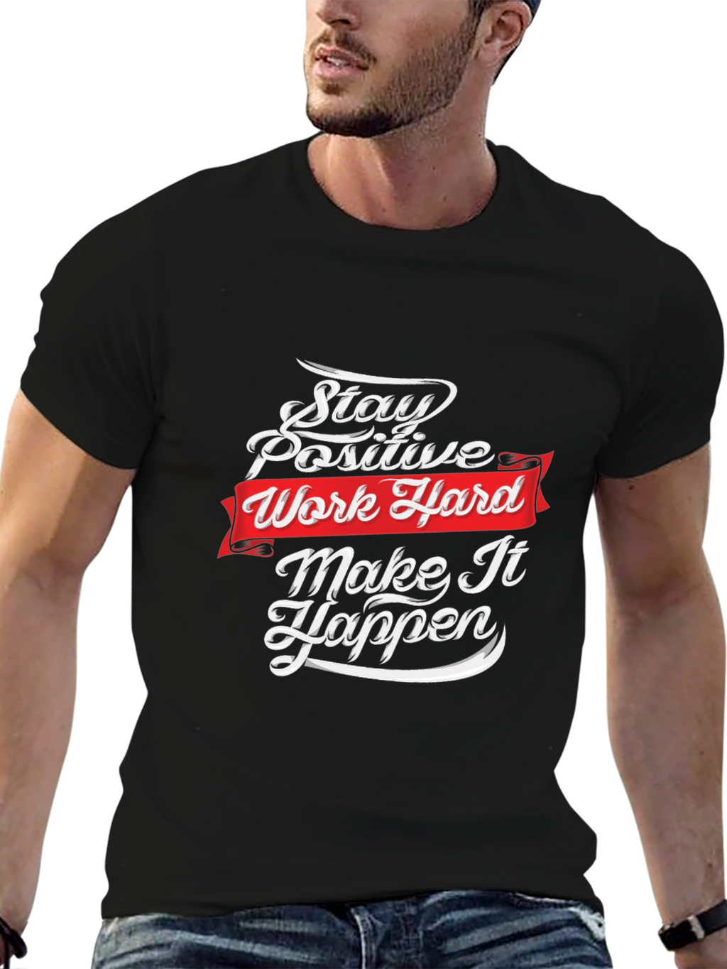 Motivational T-Shirt: Stay Positive Work Hard