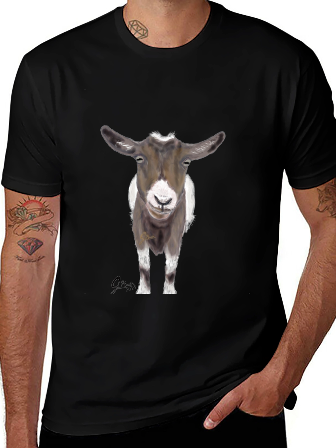 Goat Graphic Tee - Stylish Black Cotton T-Shirt