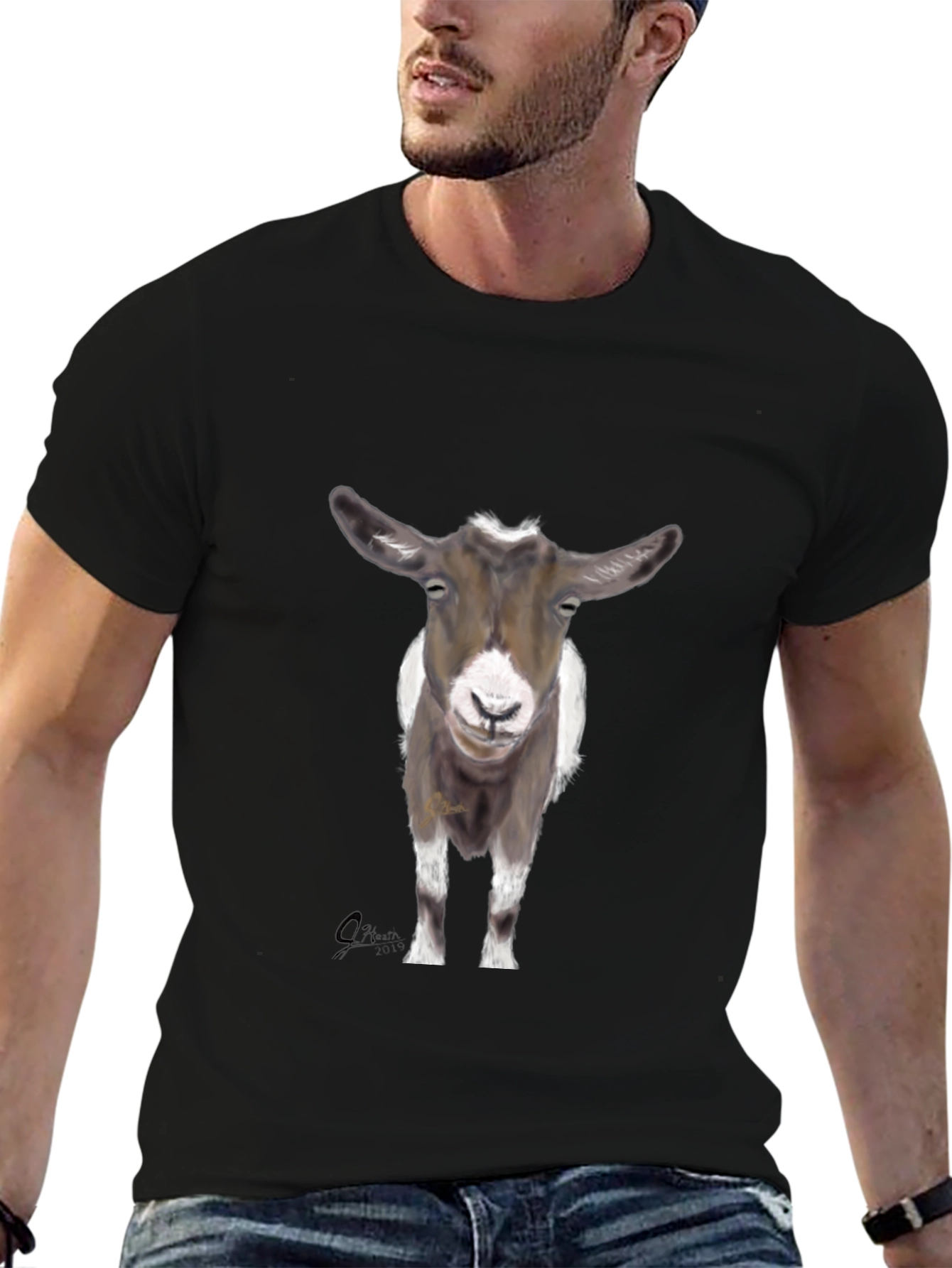 Goat Graphic Tee - Stylish Black Cotton T-Shirt