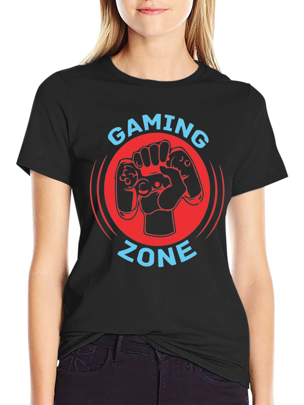 Gaming Zone Black T-Shirt - Gamer Controller Graphic Tee