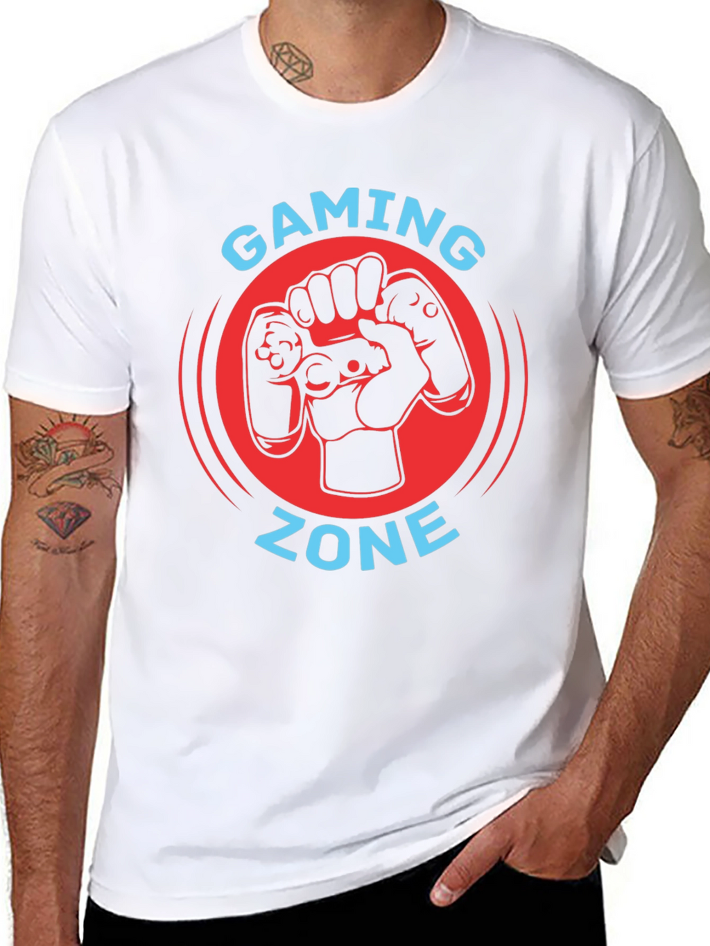Gaming Zone Black T-Shirt - Gamer Controller Graphic Tee